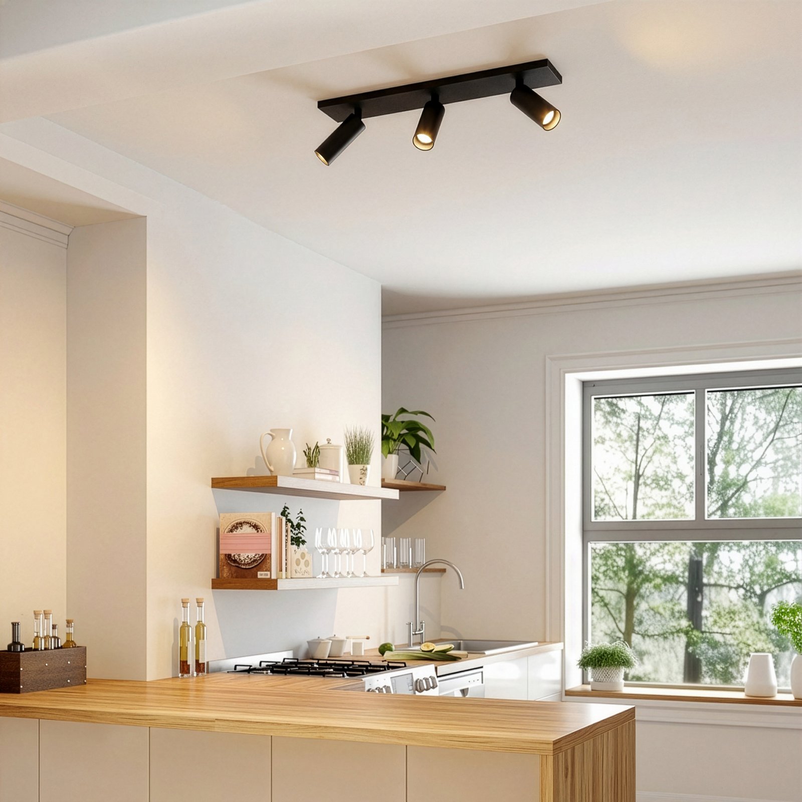 Arcchio plafondspot Brinja Slim, zwart, 3-lamps GU10 MR11