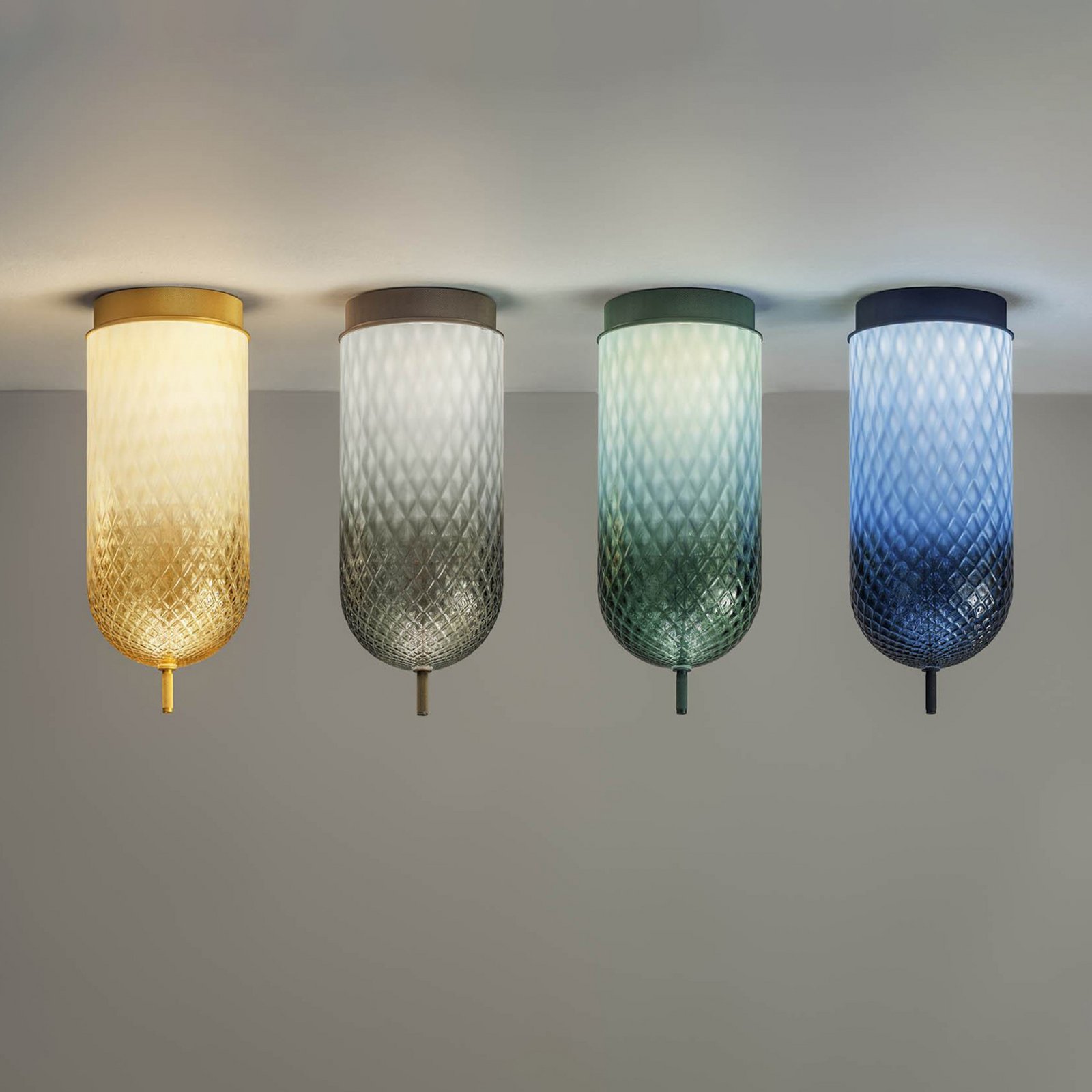 OLEV LED-Deckenlampe Curuba, grün, Glas, Höhe 40 cm, 2.700 K