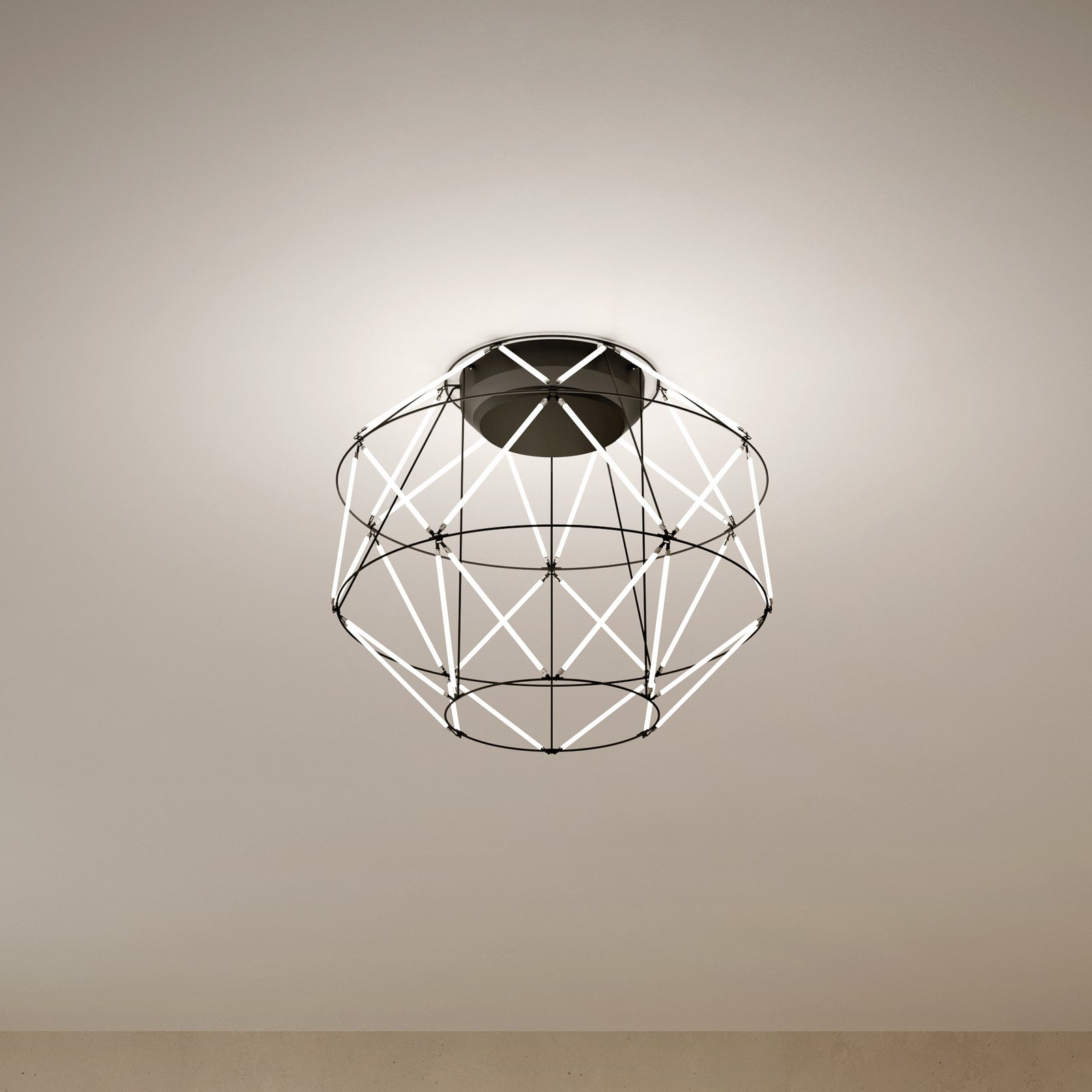 Plafonnier LED Euclide, noir, métal, largeur 35 cm