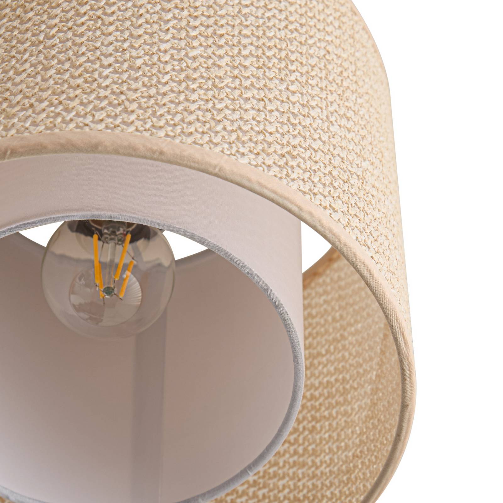 Lampa sufitowa Lindby Soula, Ø 26 cm, beżowa, tworzywo sztuczne, E27