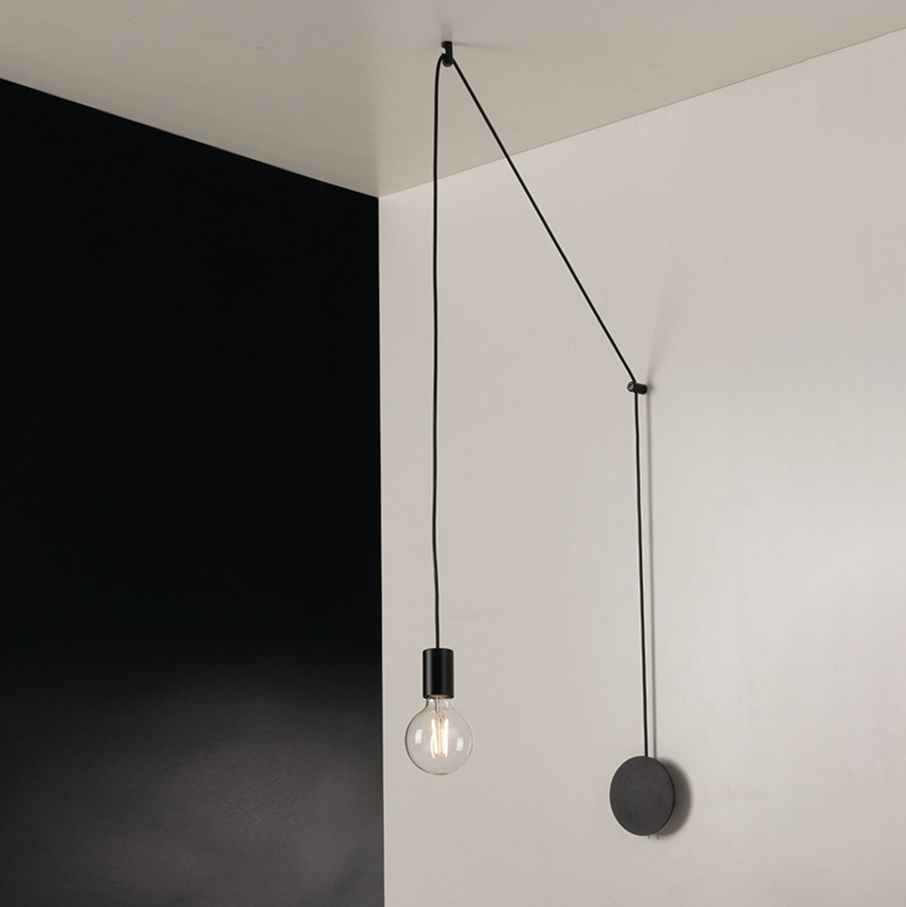 Eco-Light Habitat hanging light decentralised, 1-bulb, black, for Living / Dining Room, metal, E27, 40 W, energy efficiency: A++