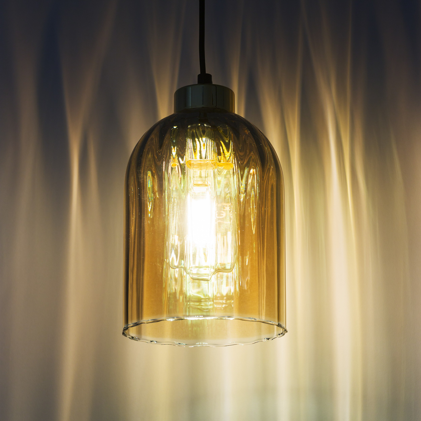 Satipo glas-hængelampe, 1 lyskilde, ravgul