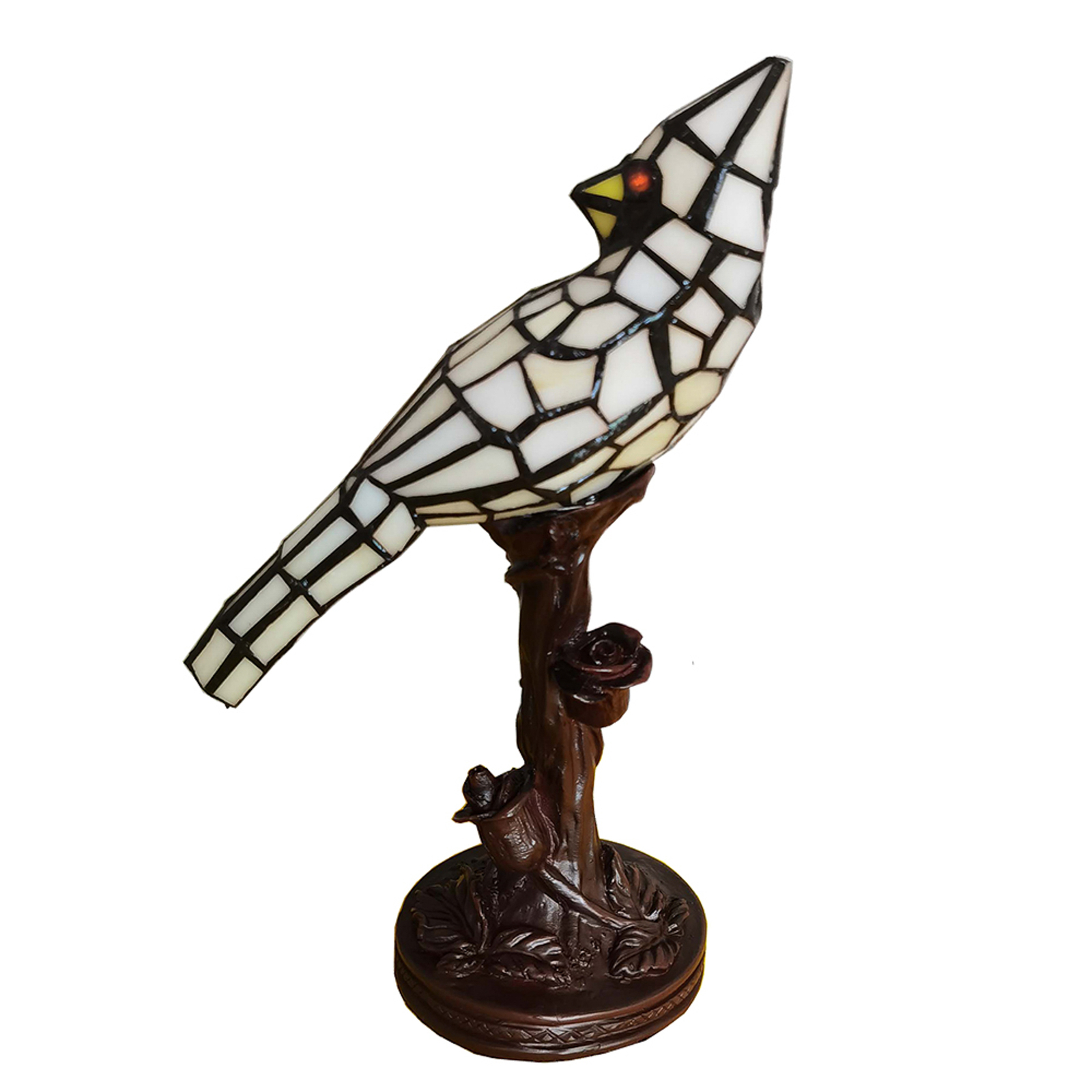 Bordslampa 5LL-6102N Fågel, kräm Tiffanystil
