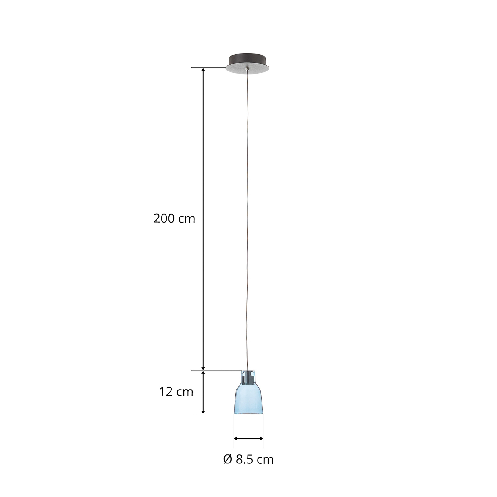 Bover Drip S/01L suspension LED en verre, bleue