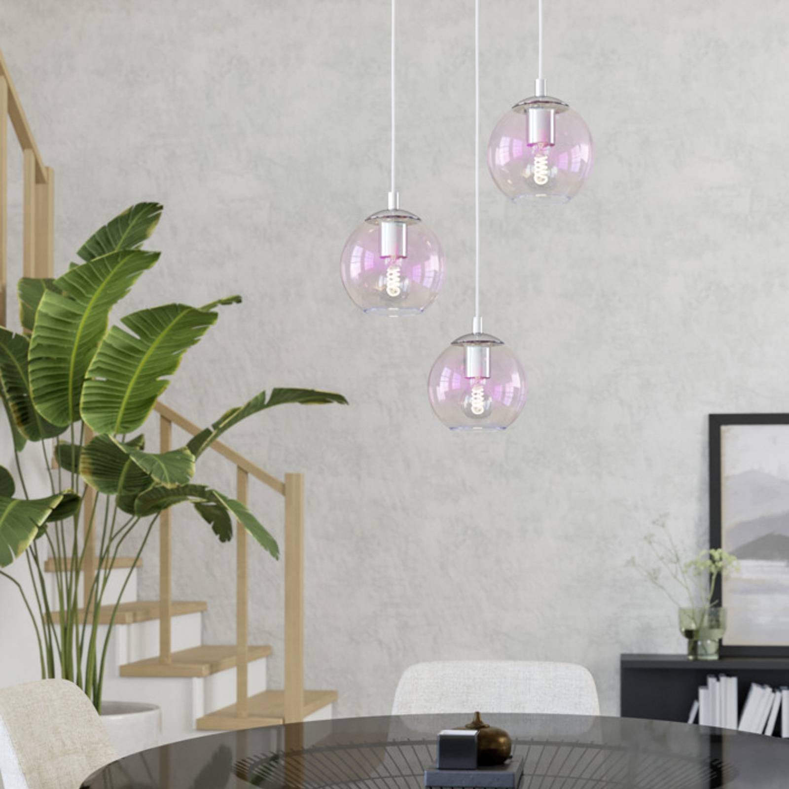EGLO hanglamp ARISCANI 2, Ø 43 cm, 3-lamps, chroom/iriserend
