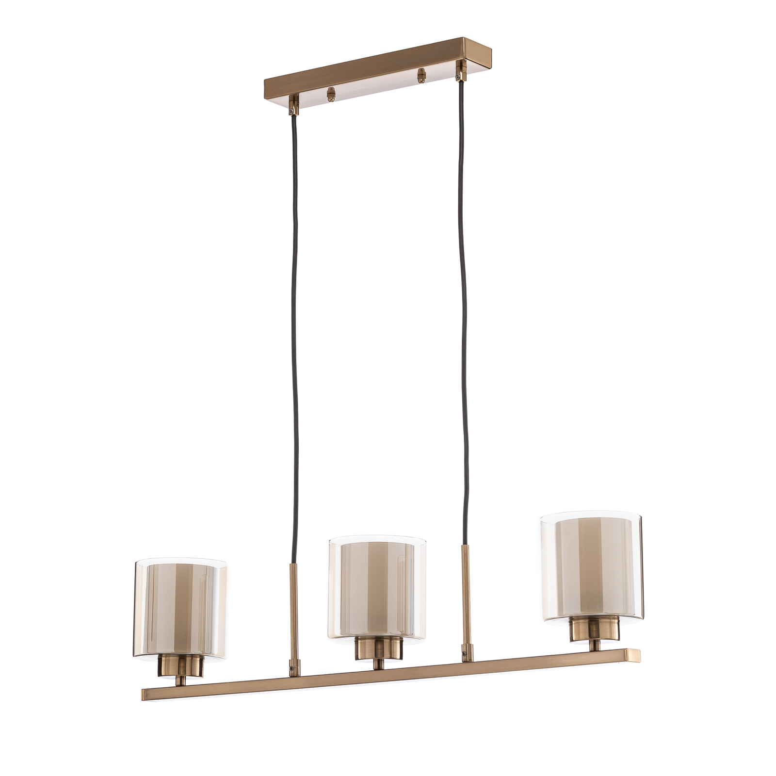 Ressa hanging light, linear, antique brass, 3-bulb