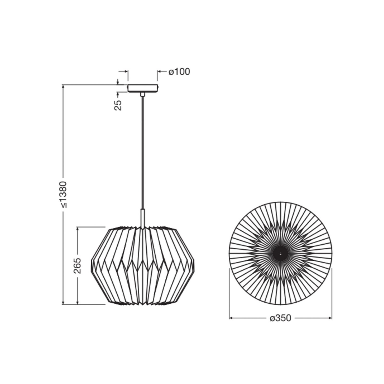 OSRAM Decor Paper Gem pendant light, white, paper, E27