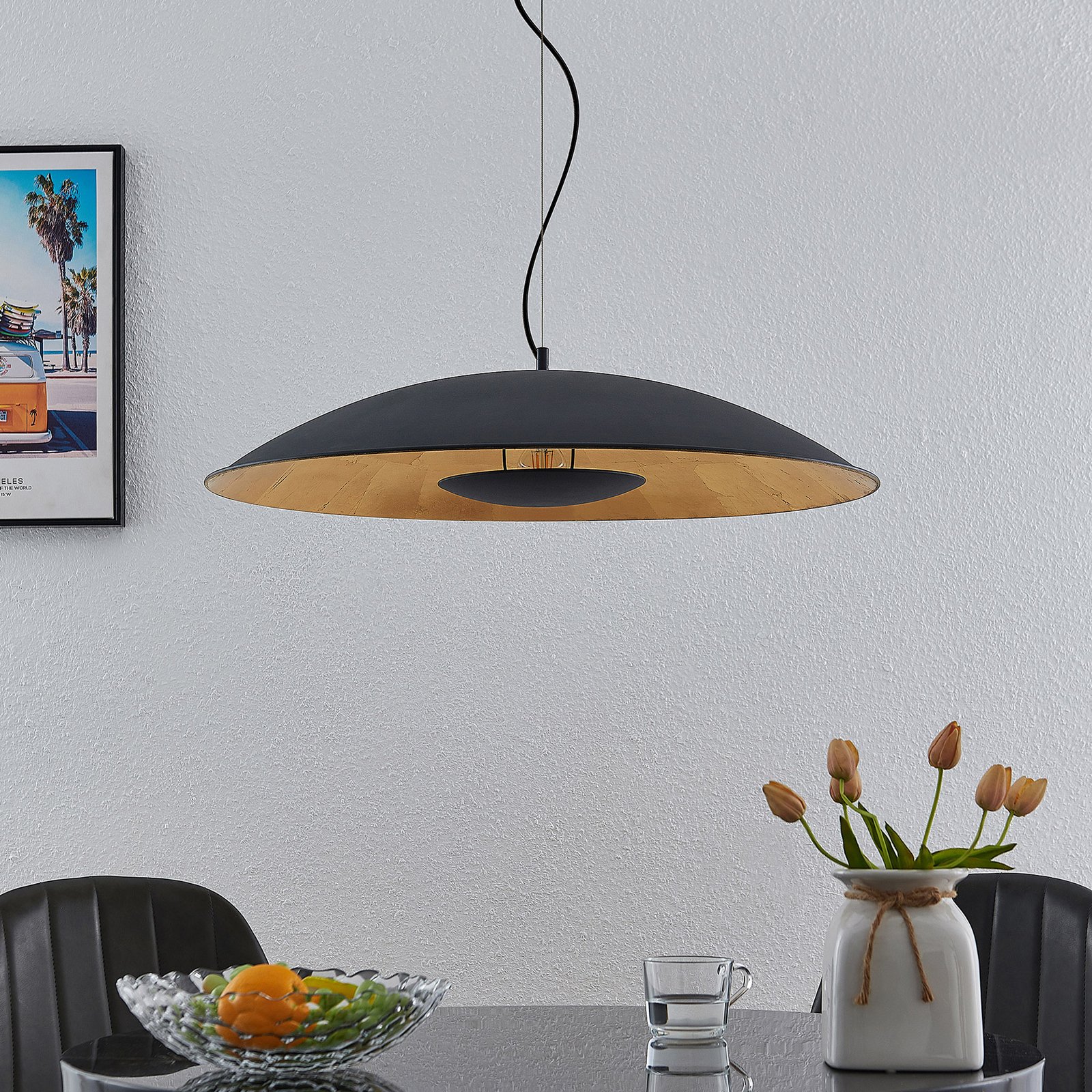 Narisara Pendelleuchte Ø80 Black/Gold - Lindby