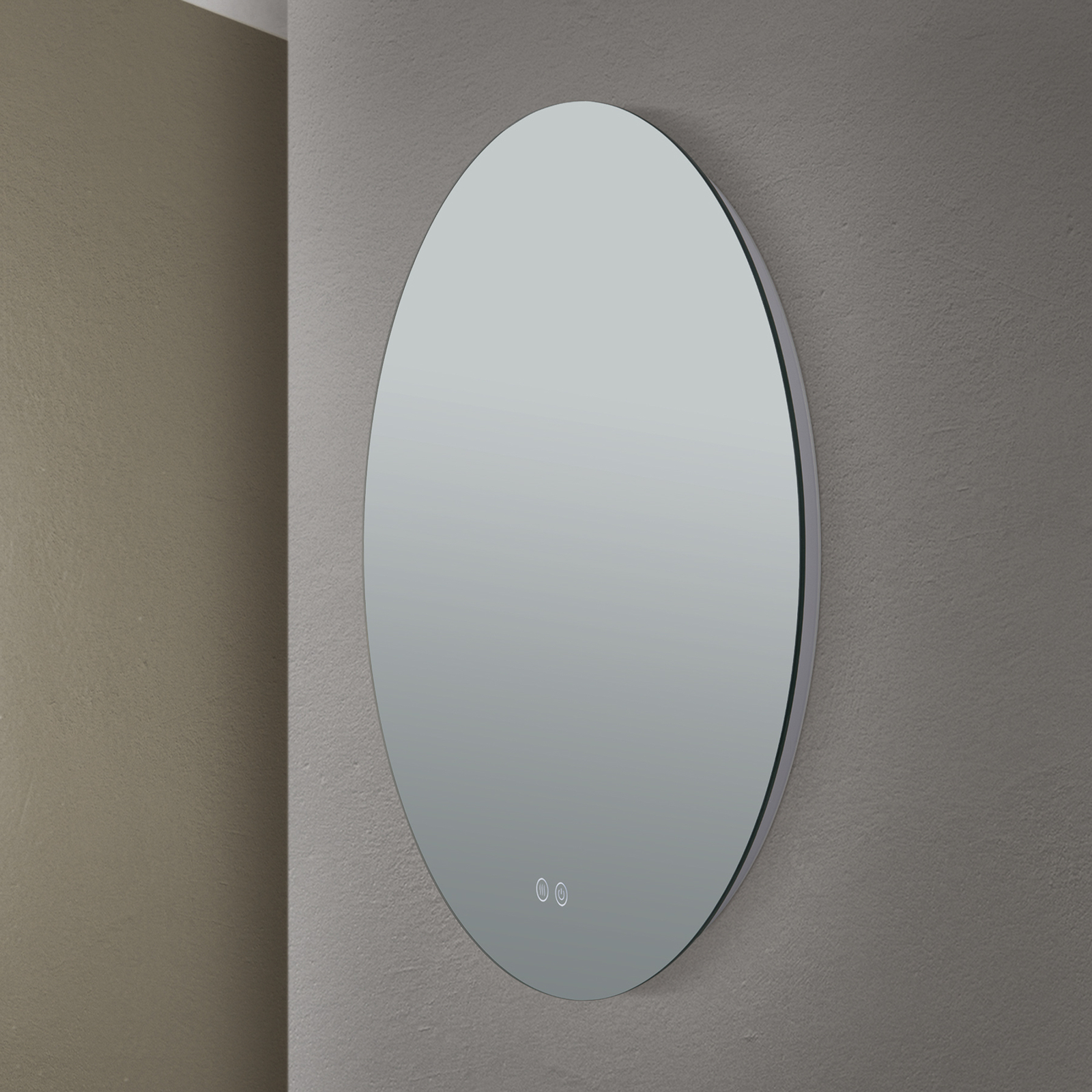 Miroir LED Focus, Ø 60 cm, CCT, antibuée, variateur tactile