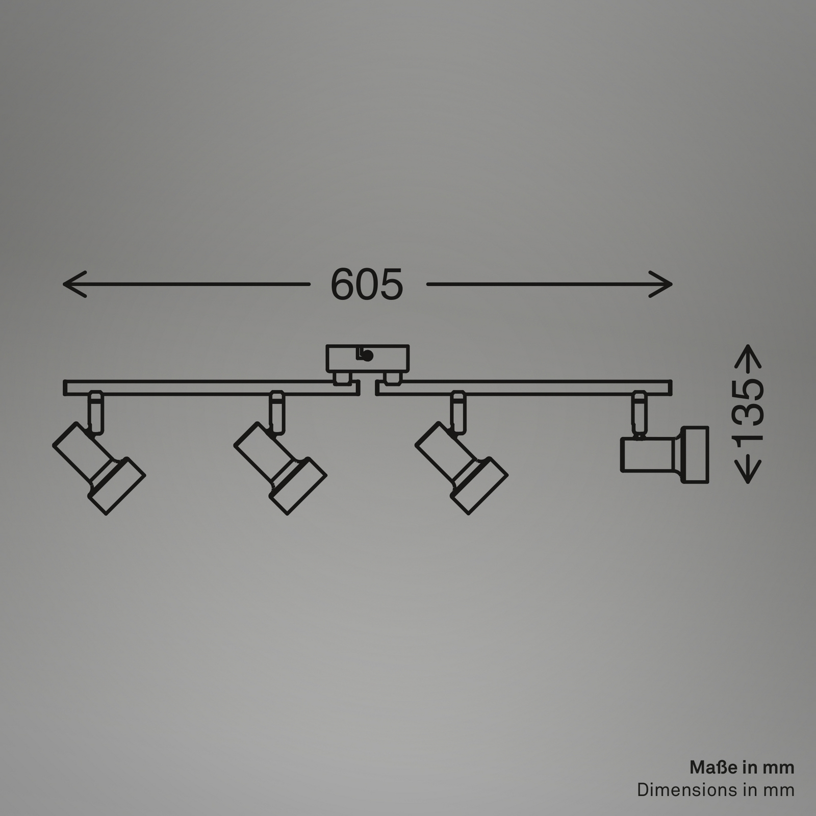 Downlight Tapp, blanco, longitud 61 cm, 4 luces, metal, GU10