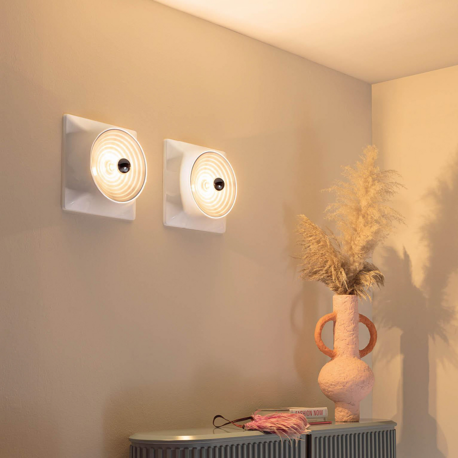 Goletta Deckenlampe, rot/aluminium, Breite 36 cm - Stilnovo