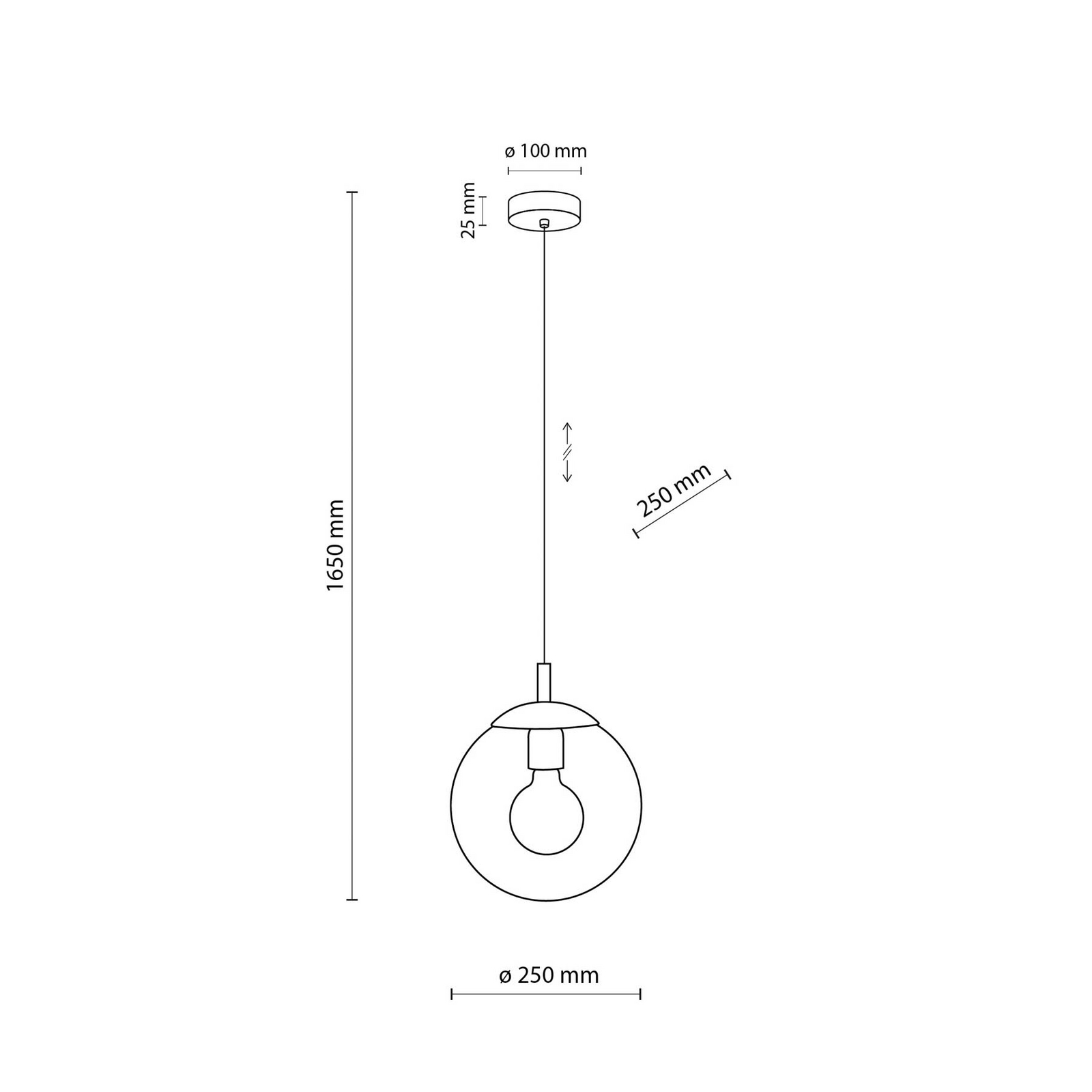 Hanglamp Esme, Ø 25 cm, transparant, glas, globe, E27