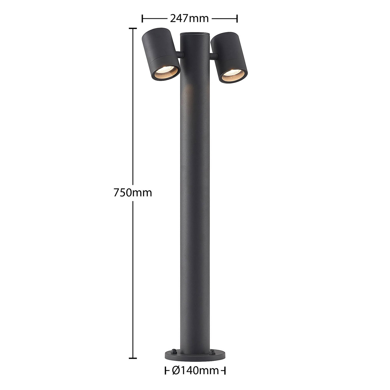 Maloney 2 Candeeiro de Jardim H75 Dark Grey - Lucande