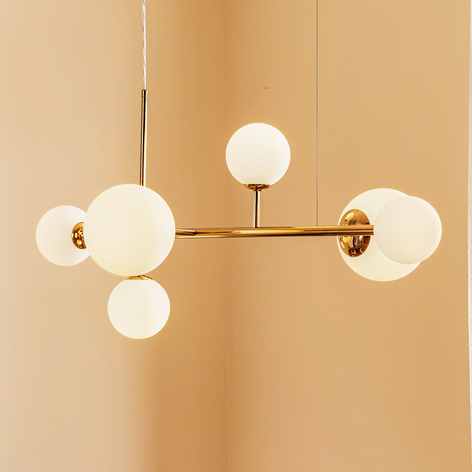 Lampada a sospensione Dione, 6 luci, oro