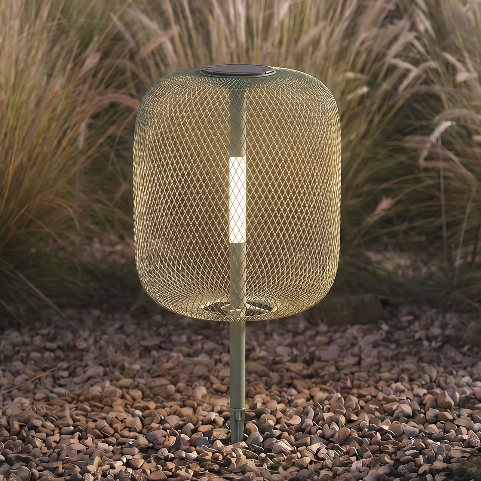 Faylen LED-aurinkokäyttöinen maakiinnitysvalaistus, salvia, IP65 Lucande - Design - Metalli - Yksilamppuinen