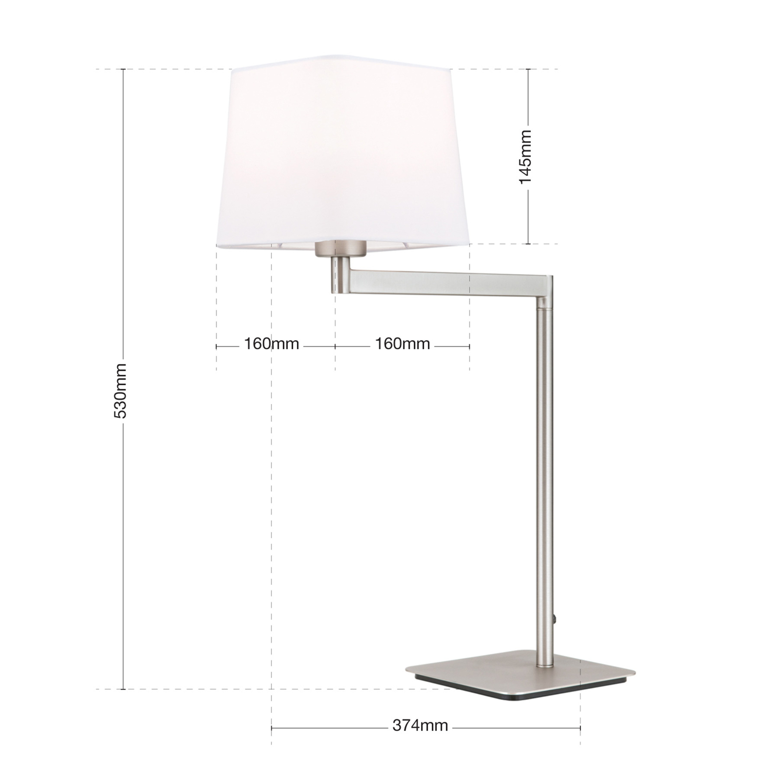Carlton textile table lamp, matt nickel