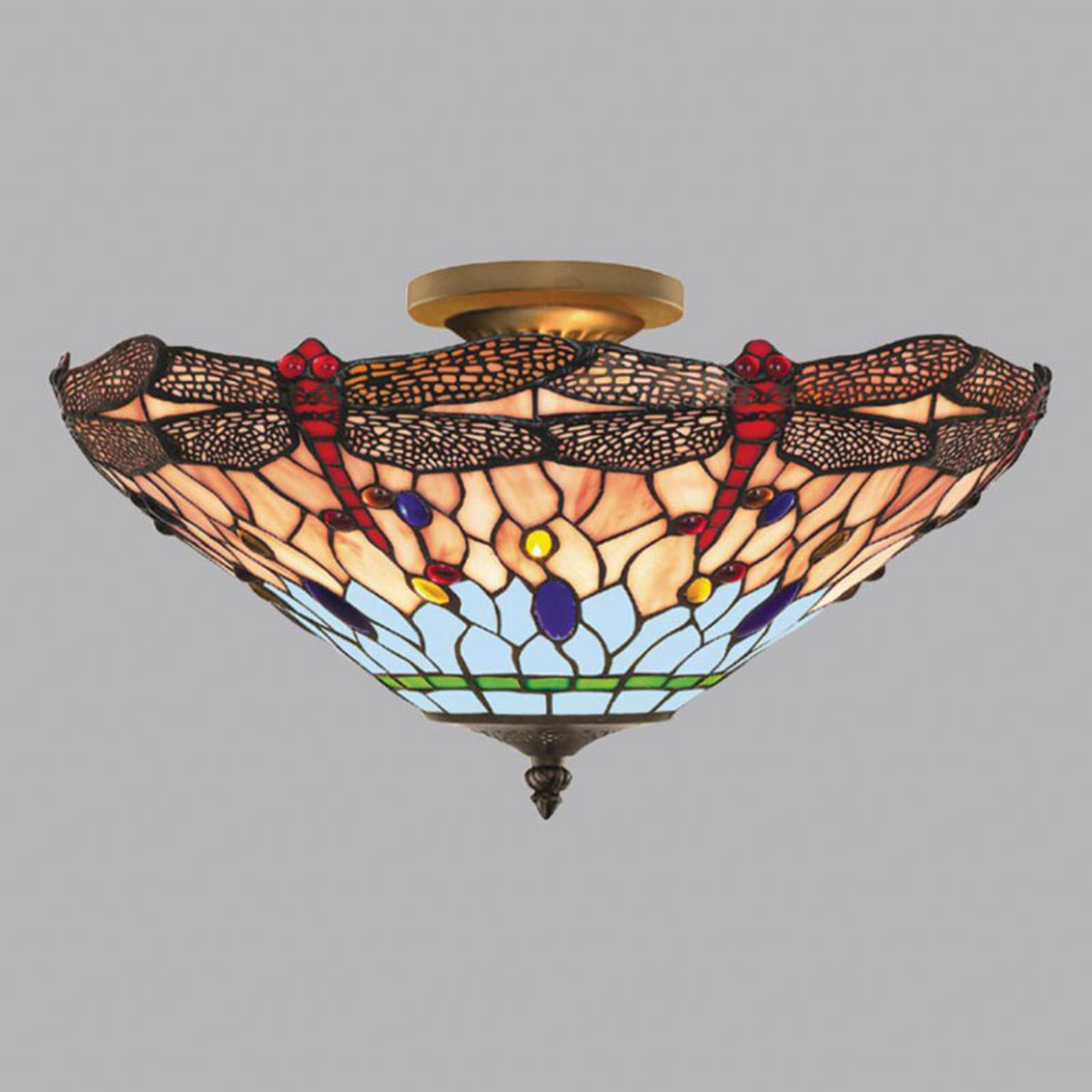 Searchlight Dragonfly-loftslampe i Tiffany-stil