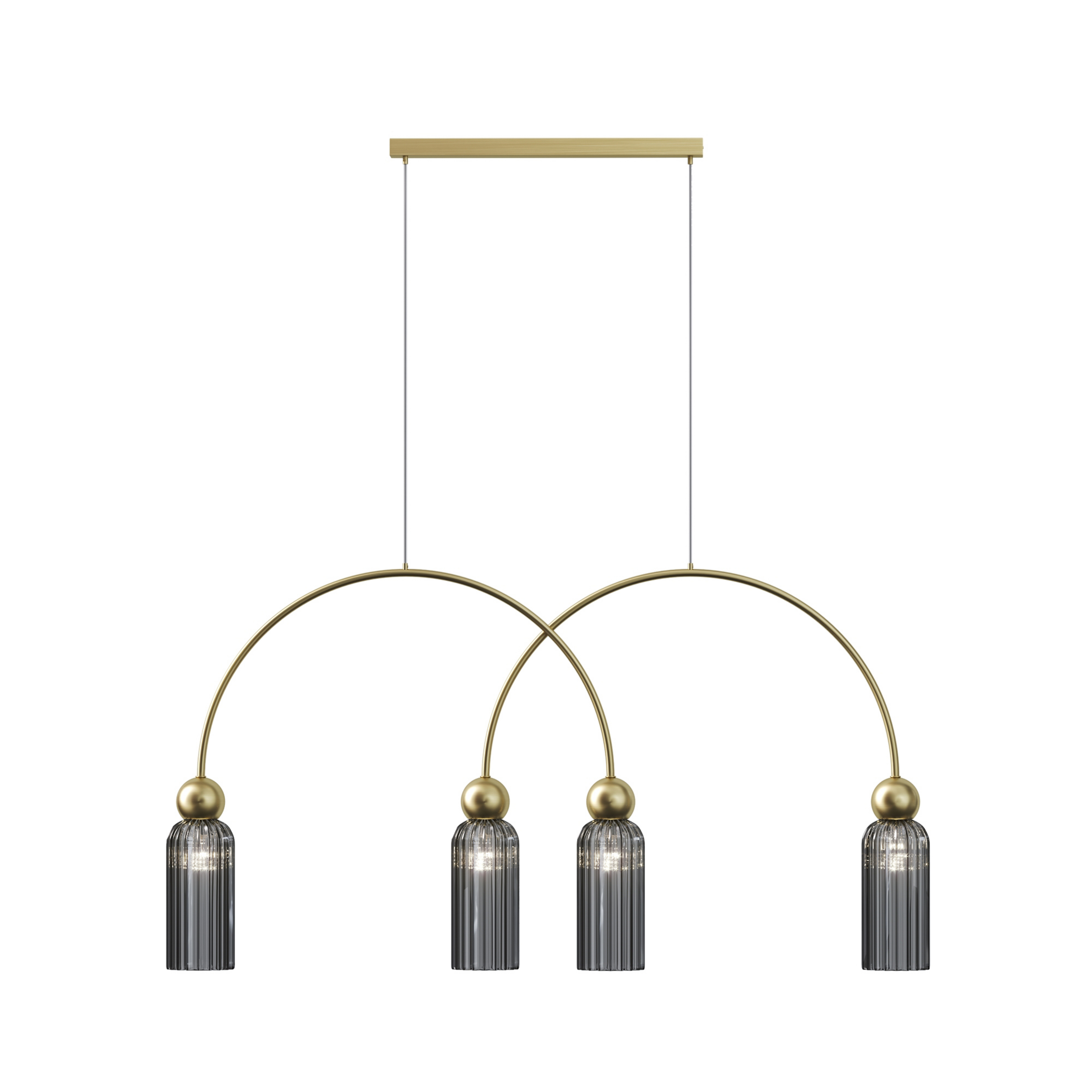 Maytoni suspension Antic, gris fumé/doré, à 4 lampes,
