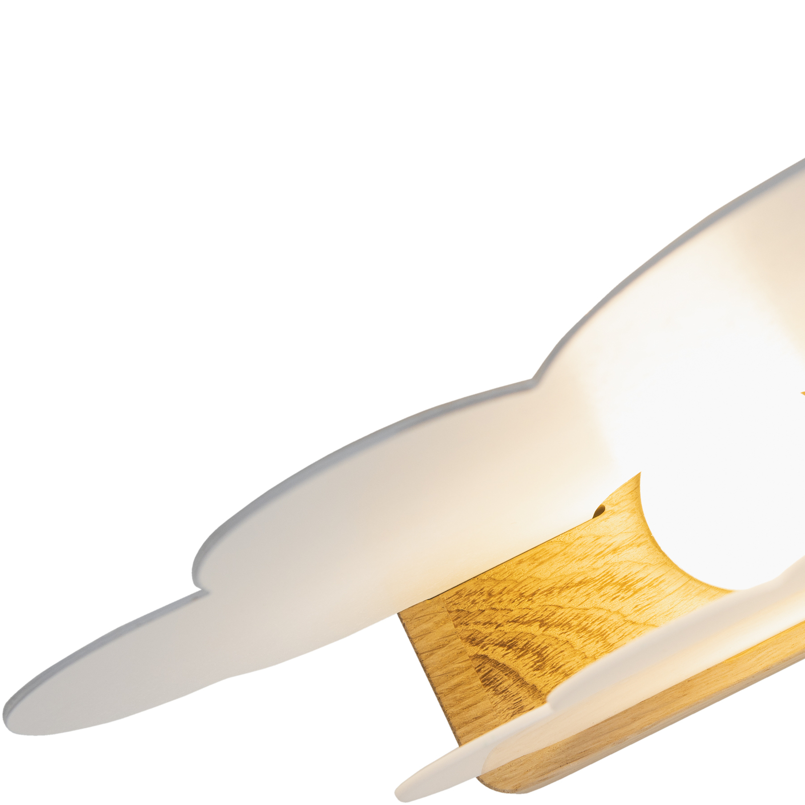 LED table lamp Wölkchen, white, wood, 3000 K, dimmable