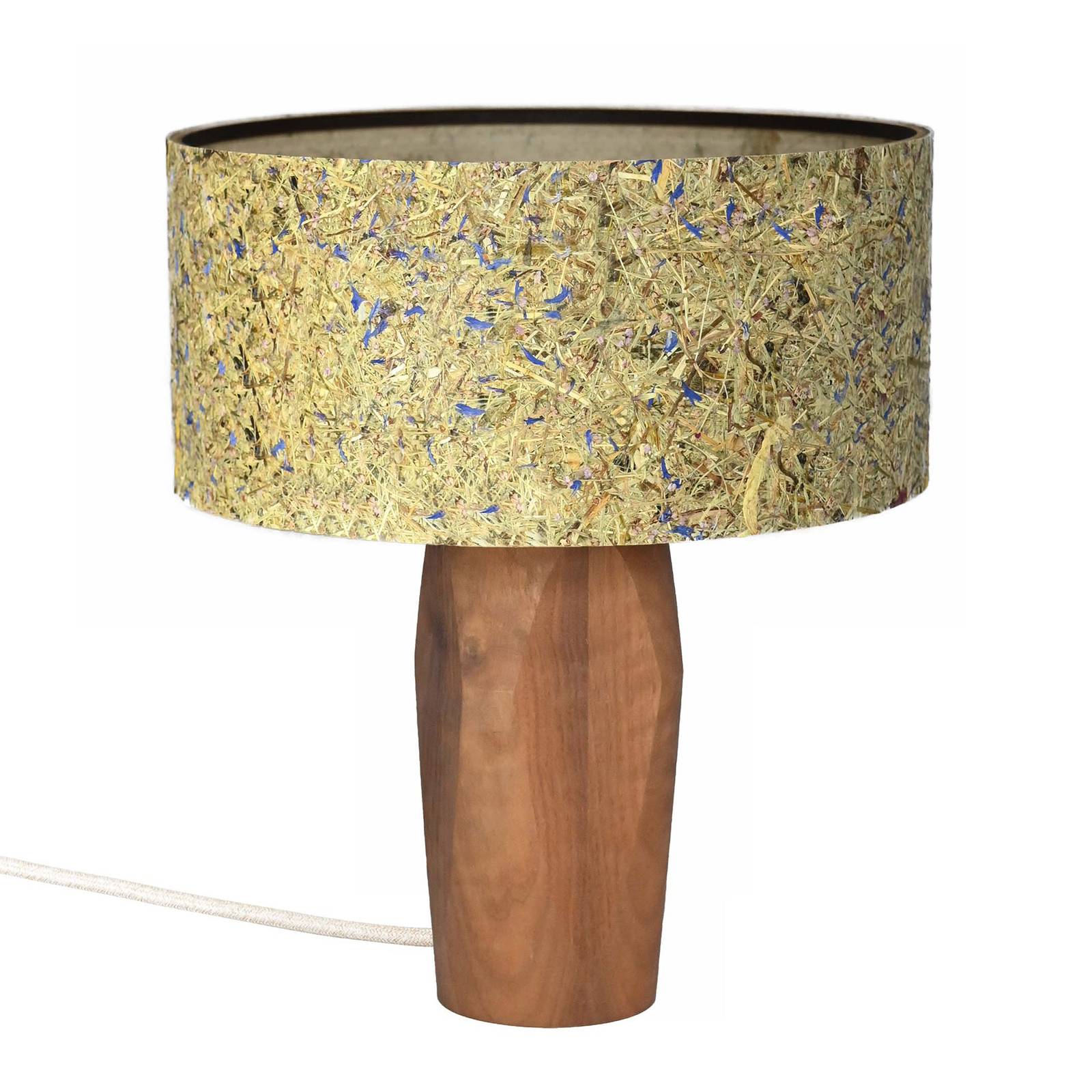 LeuchtNatur Pura LED-bordslampa nötträ/kornblomma