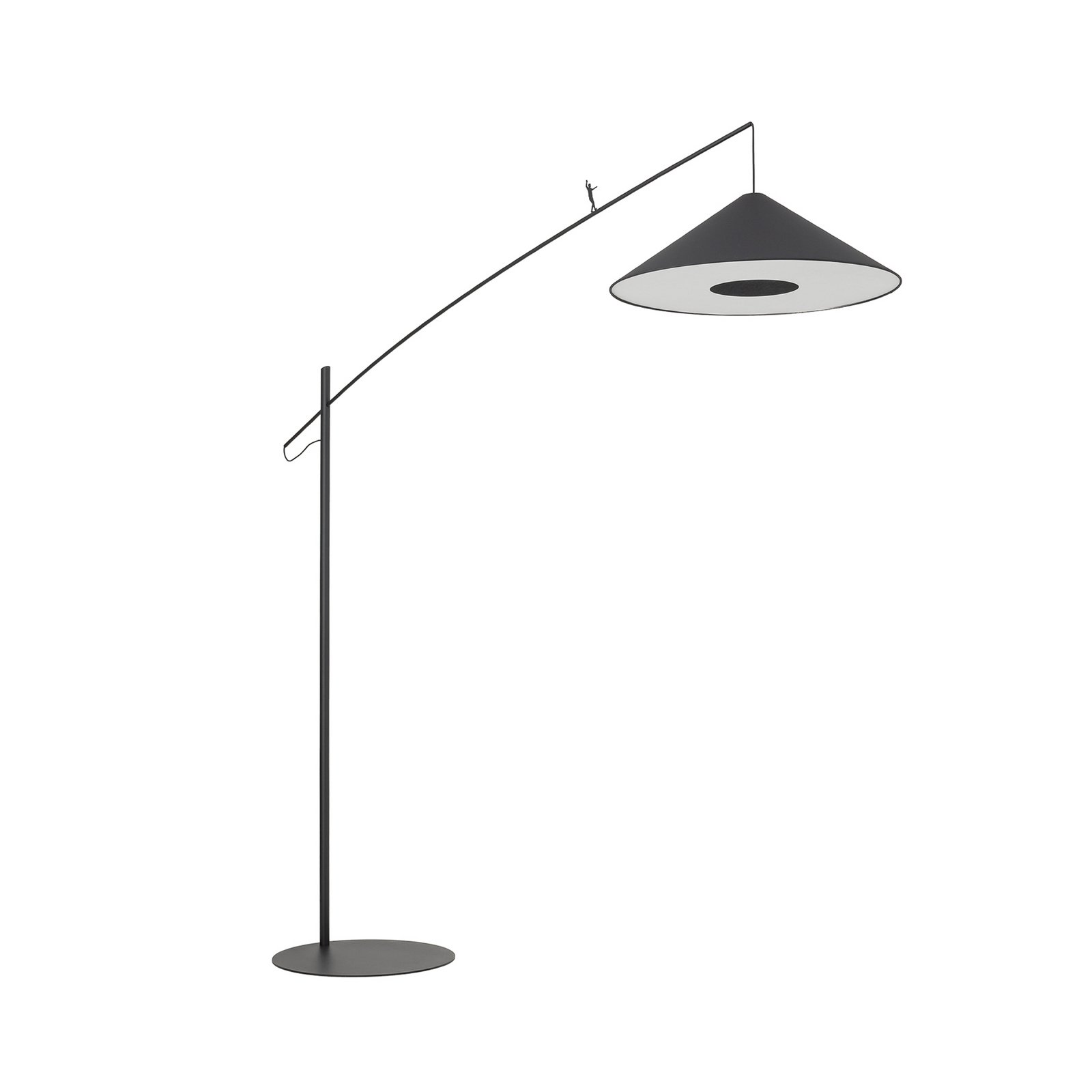 Bogenleuchte Poise, schwarz, Stahl, Textil, Ausladung 260 cm