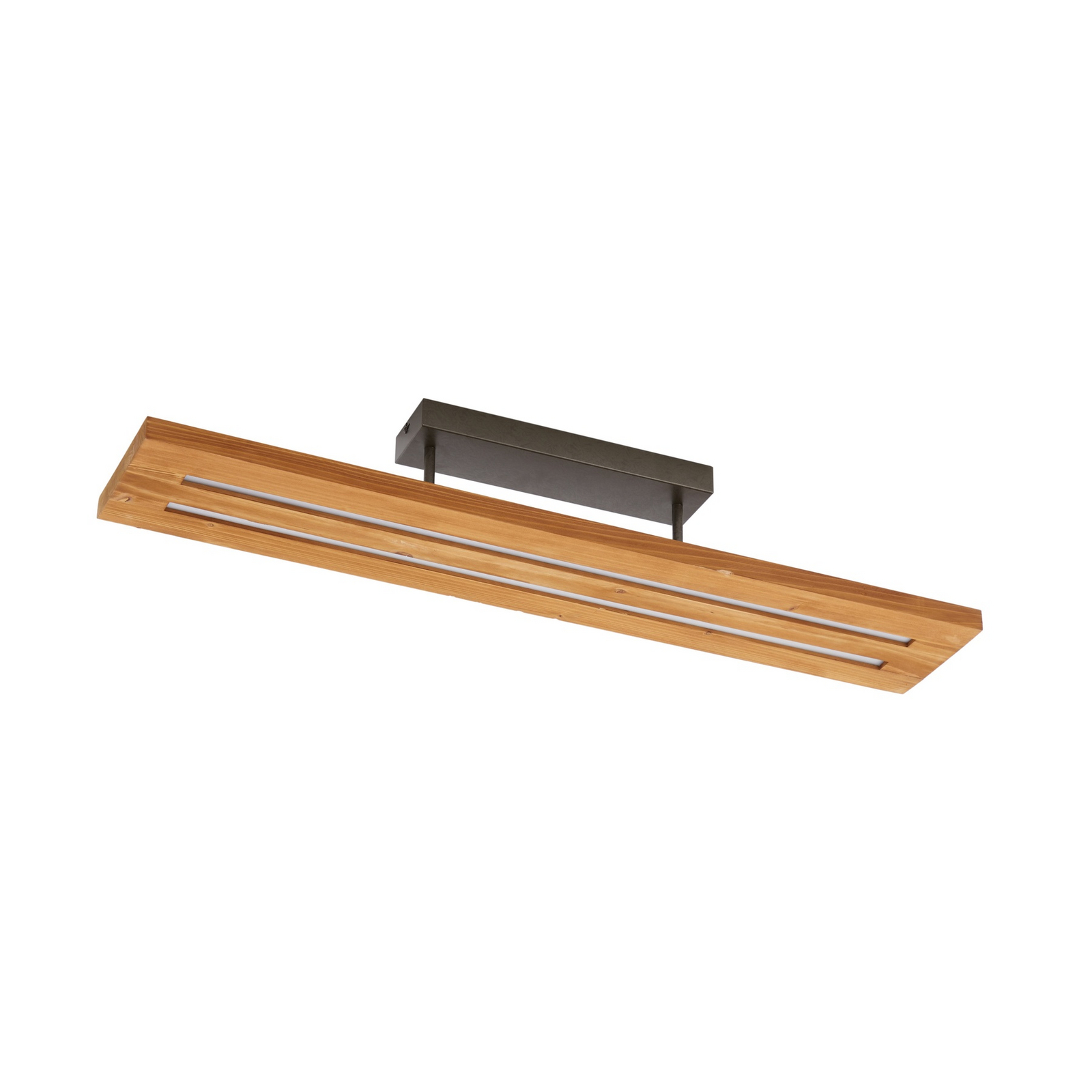 Lindby LED plafondlamp Nesaja, zwart, hout, 98cm, dimbaar