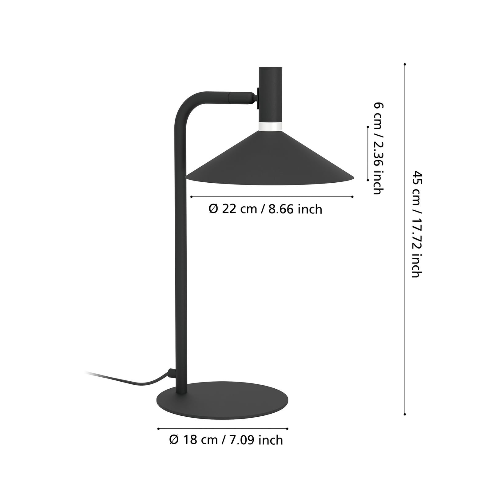 LED tafellamp Conomavilla-Z zwart hoogte 45 cm CCT RGB