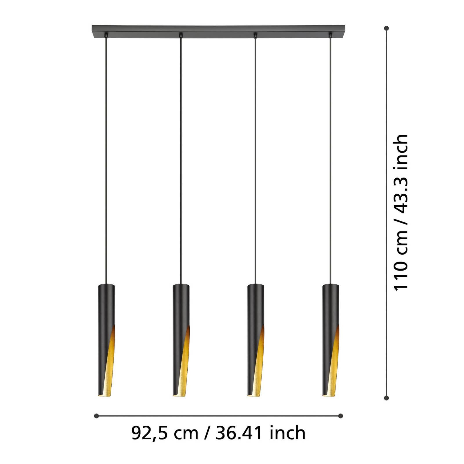 Eglo Led-hängeleuchte Barbotto In Schwarz/gold, 4fl. 
