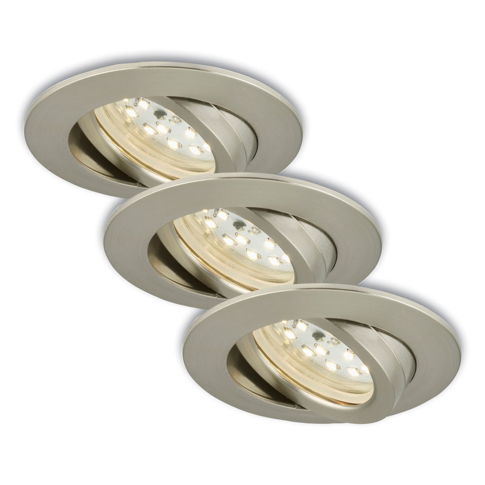 Rotatab. LED recessed light, set of 3, matt nickel