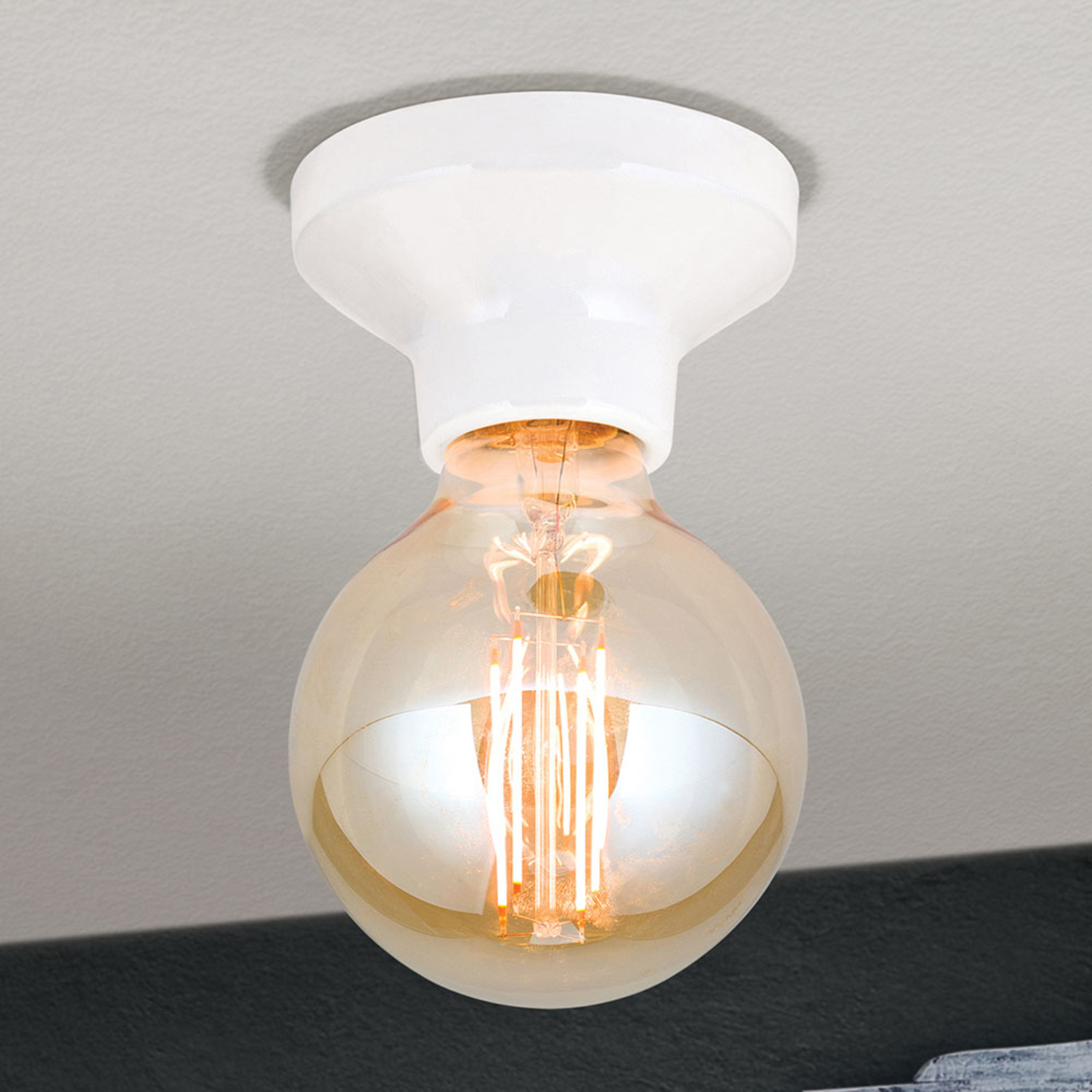 Plafondlamp Frost van keramiek, wit
