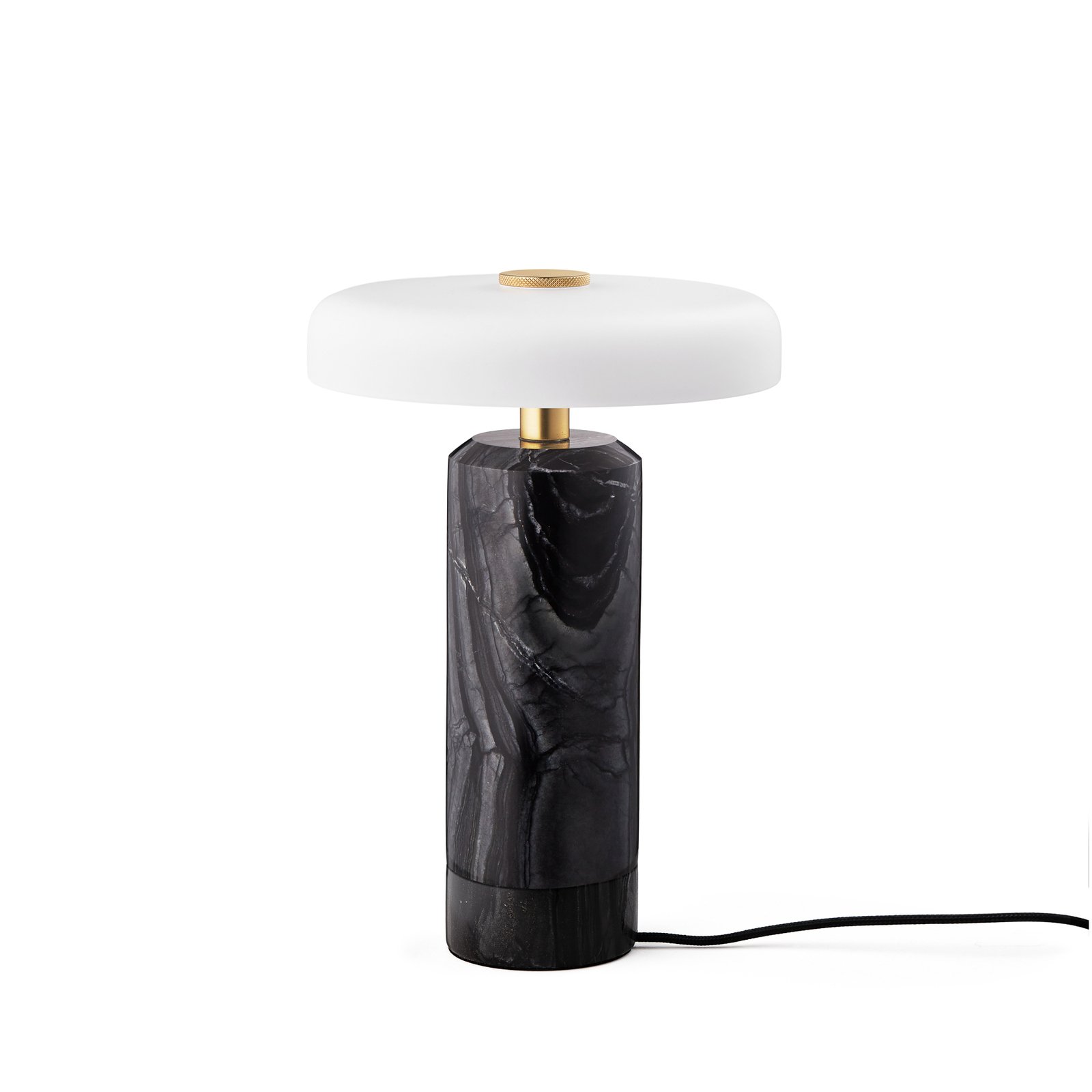 Akumulatorowa lampa stołowa Trip LED, szara / biała, marmur, szkło, IP44