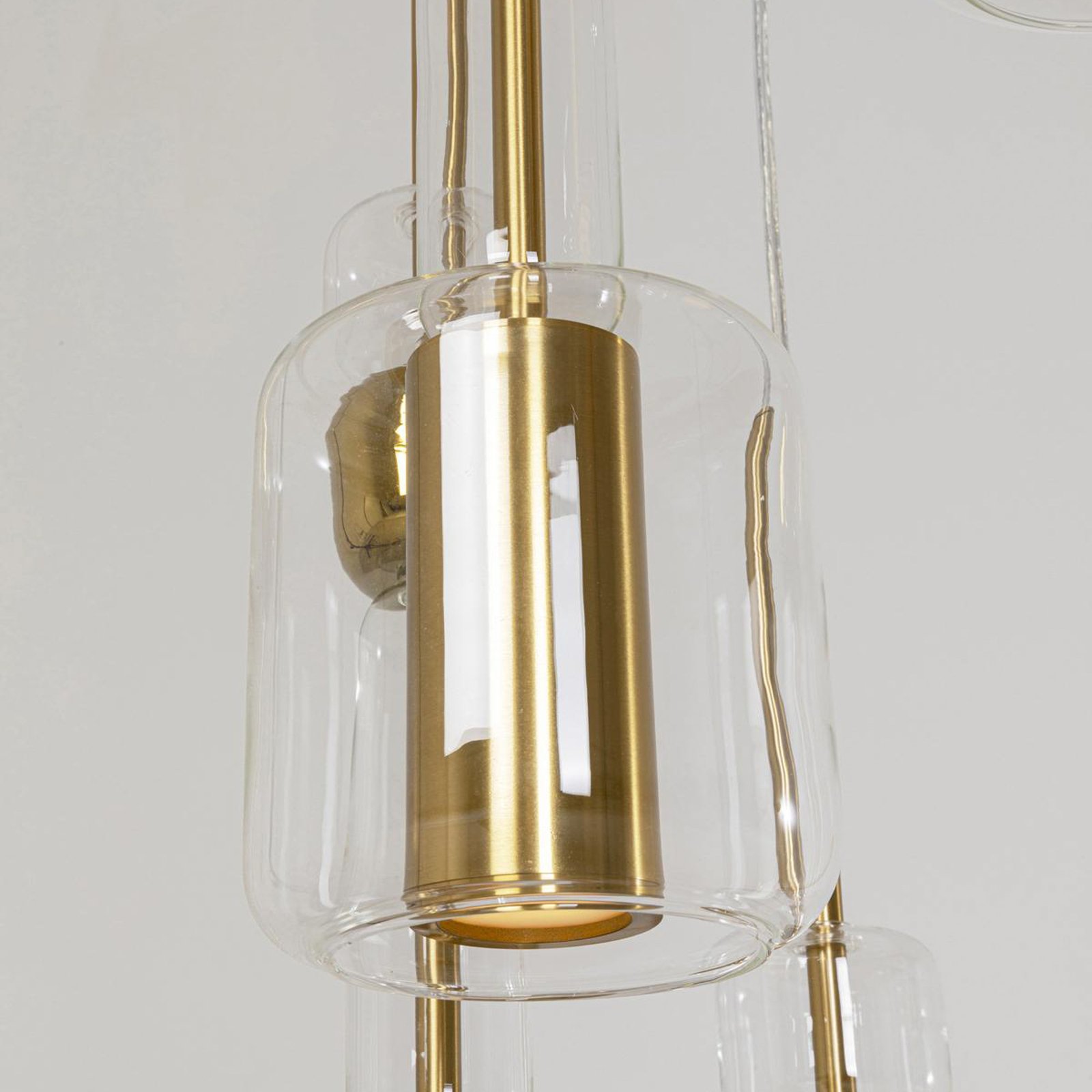 KARE Candy Bar pendant light, gold-coloured, steel, glass, 6-bulb.