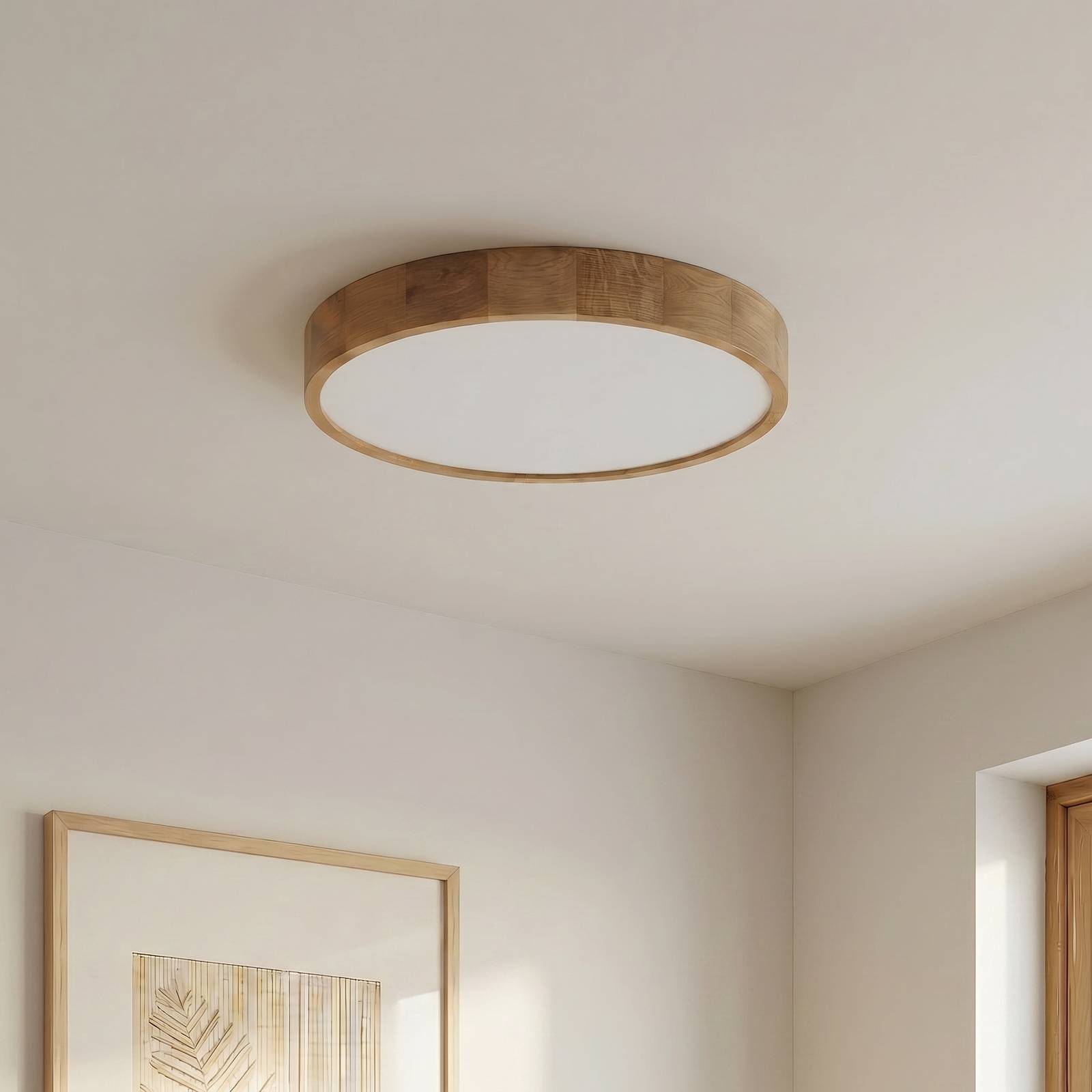  Temar Lighting Temar Lighting Cleo Ceiling Light, ø 57.5 Cm, 5-bulb, Oak Wood, E27 