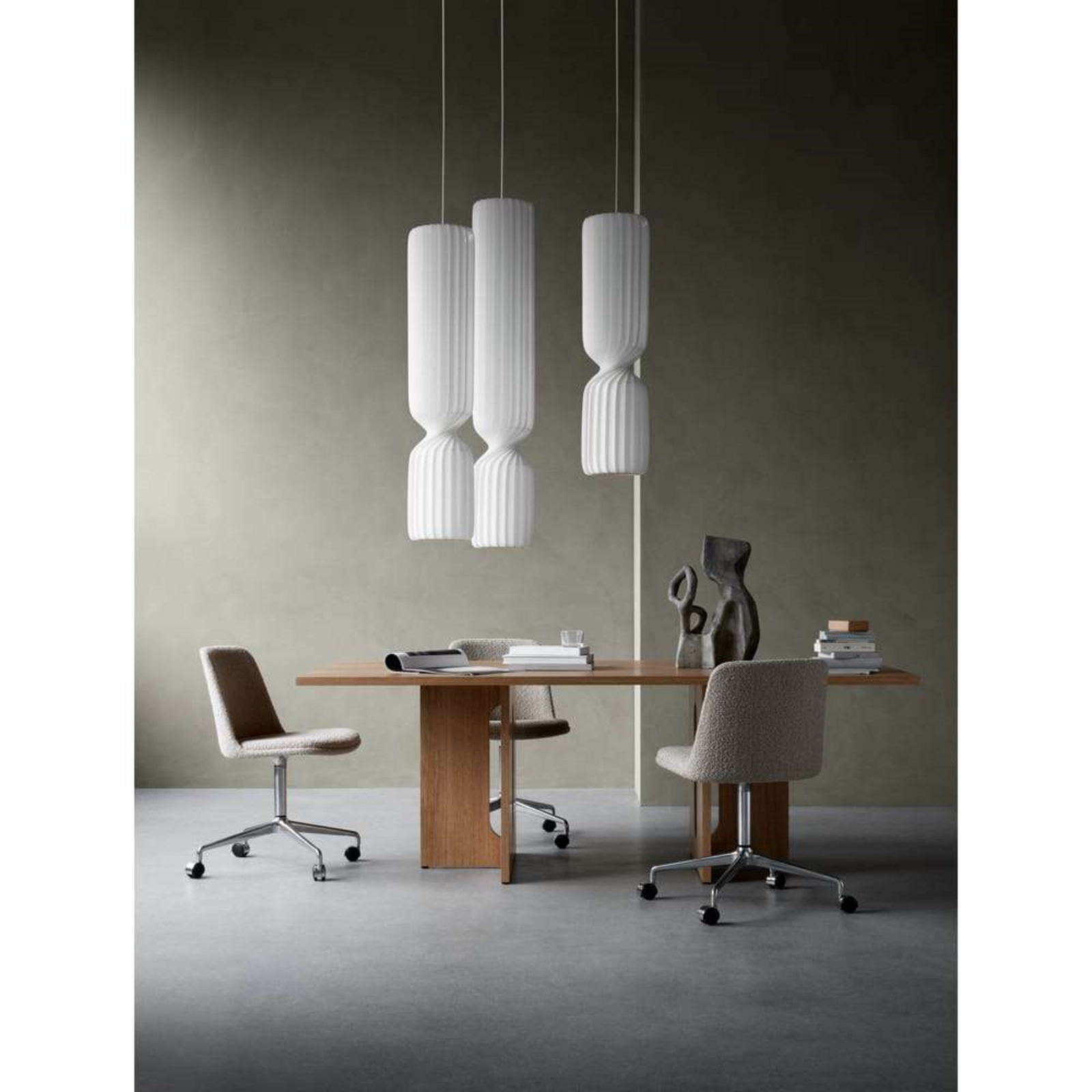 Lampada a sospensione Tom Rossau TR41, 100 cm, bianca, plastica, E27