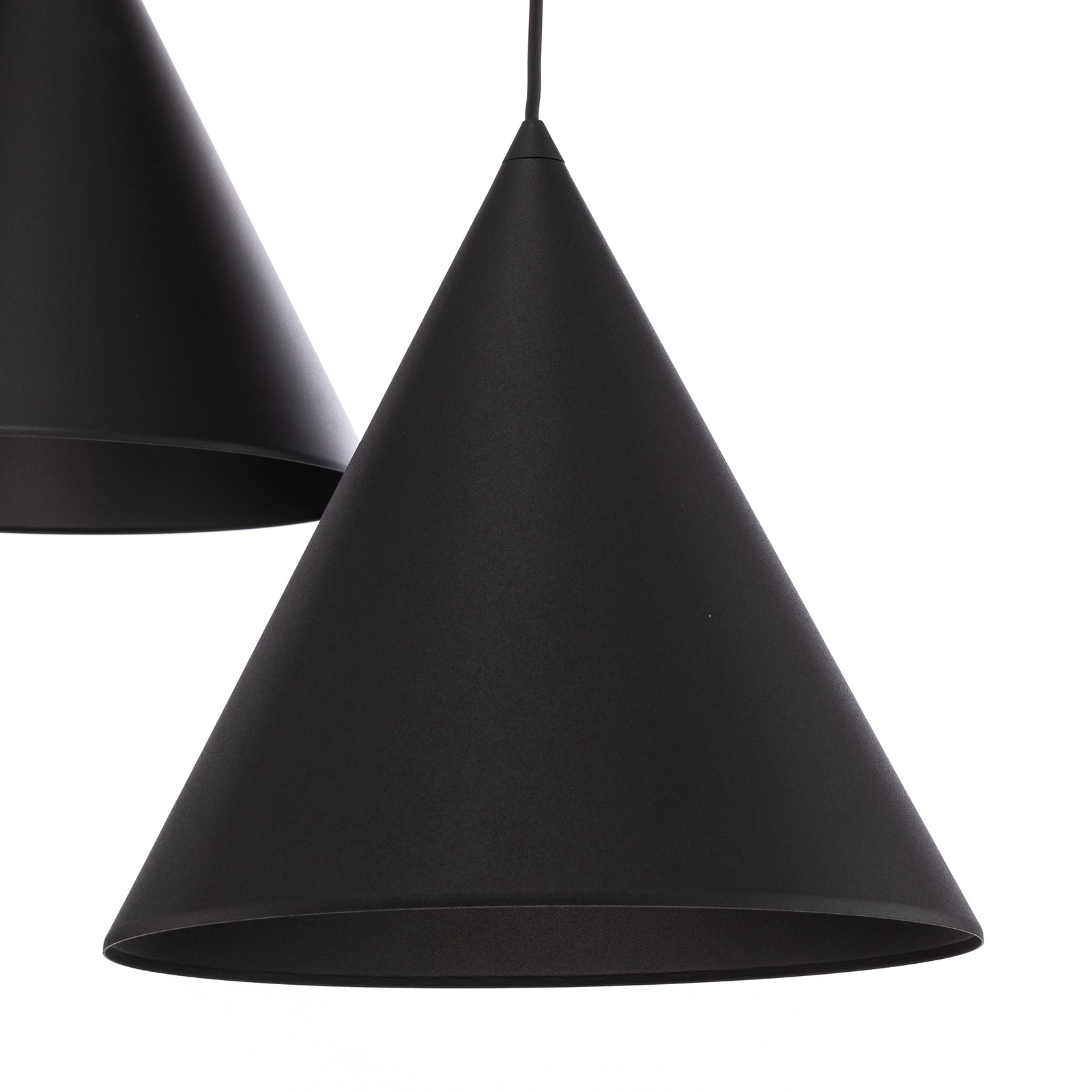 Hængelampe Cono 3-lys decentraliserede lampeskærme 32 cm sort