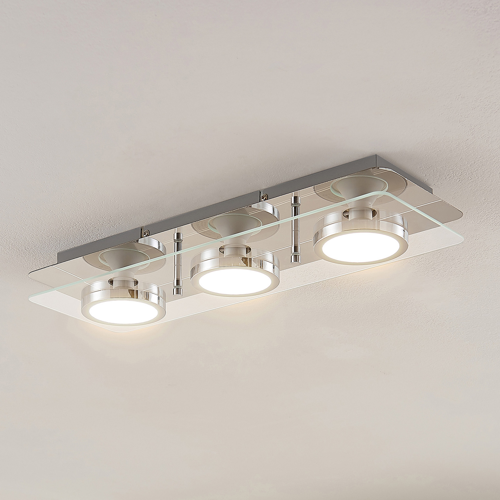 Lindby Gabryl LED ceiling light, 3-bulb, long