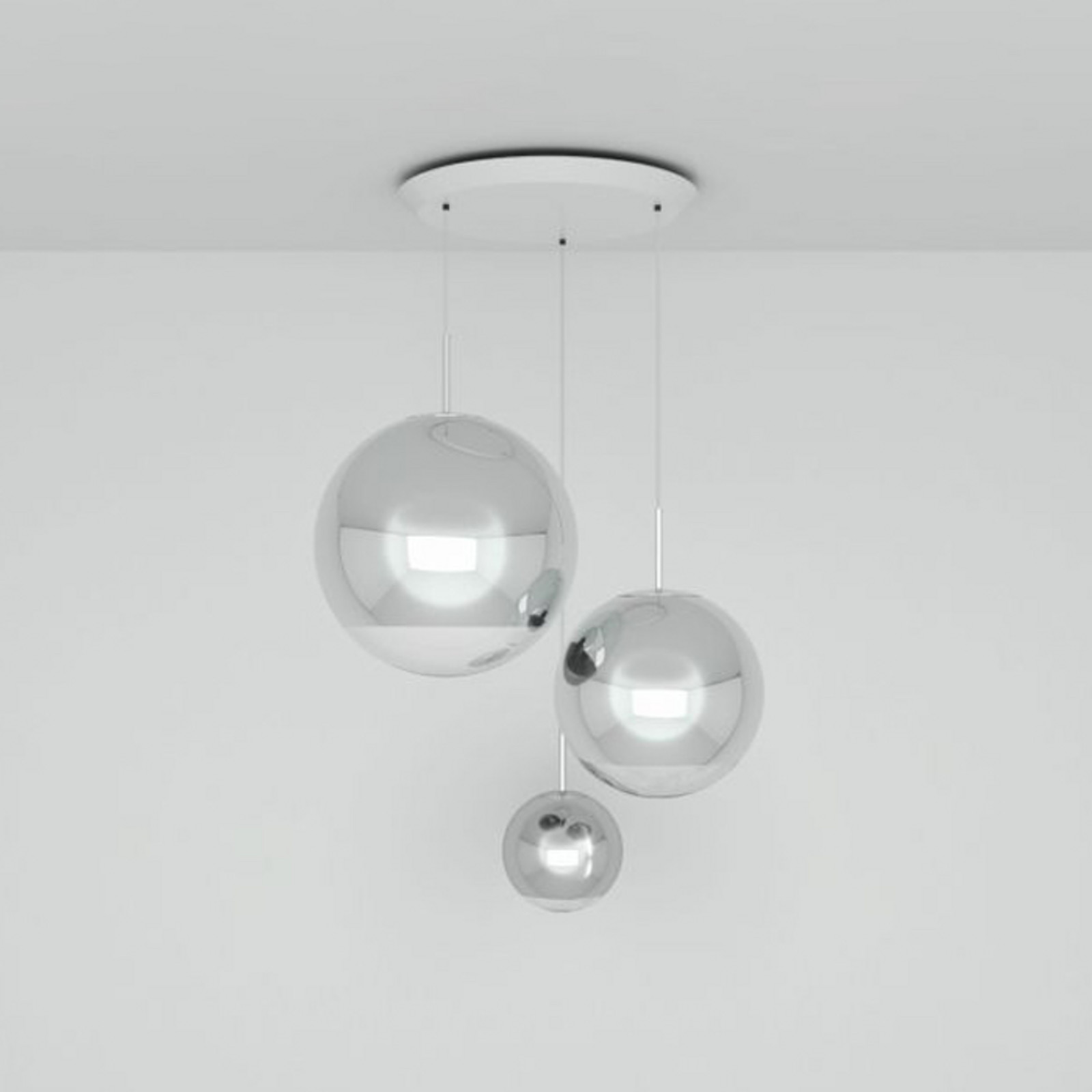 Tom Dixon Mirror Ball Range Round 3 becuri crom - Camera de zi / sufragerie - design - crom transparent - Plastic