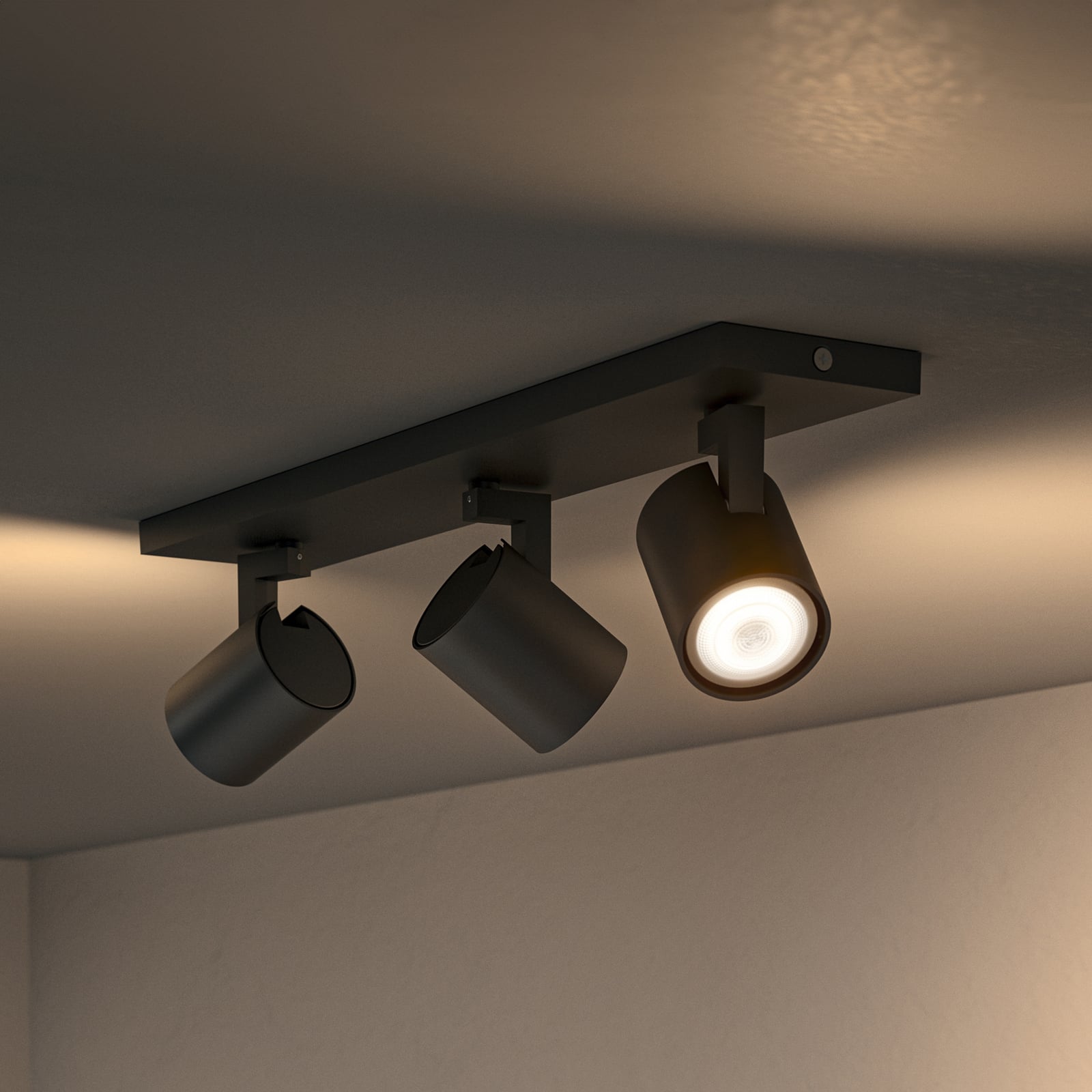 Runner Spot svart, 3 lampor, GU10, dimmer – Philips Hue Runner Spot svart, 3 lampor, GU10, dimmer – Philips Hue