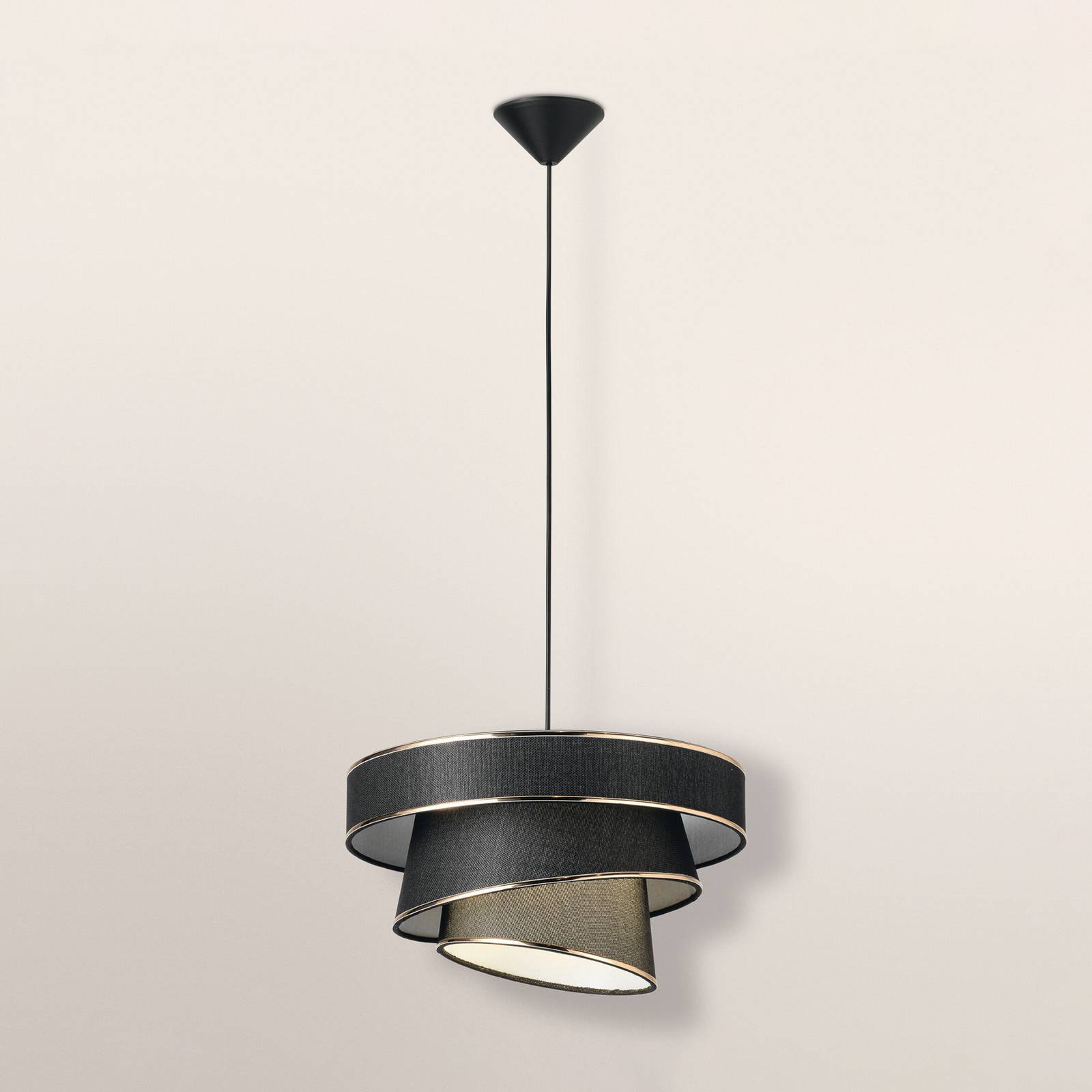 Żyrandol OSRAM Decor Glittey, ciemnoszara, Ø 40 cm, materiał tekstylny