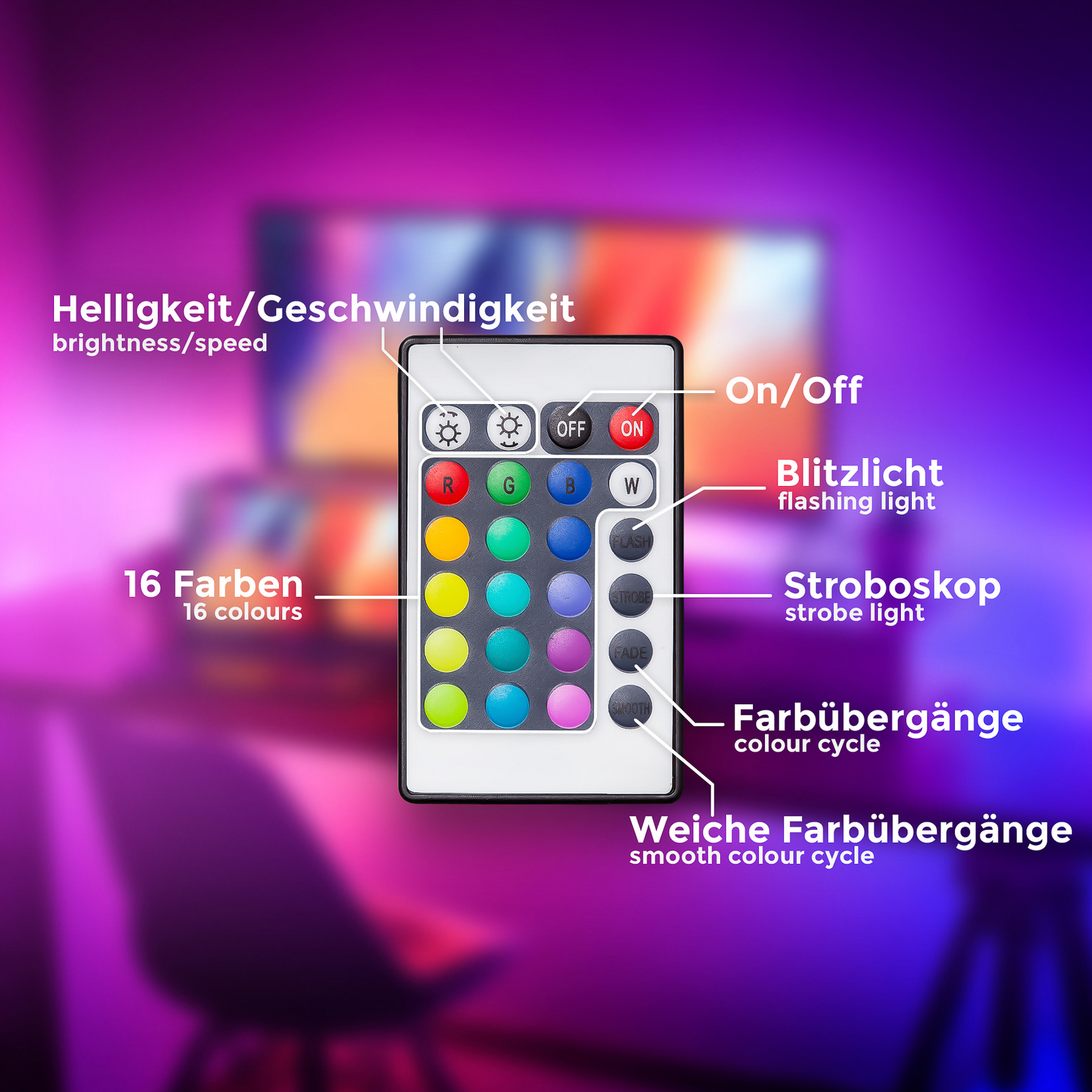 LED-nauha Lee USB, pituus 3 m, RGBW, kaukosäädin LED-nauha Lee USB, pituus 3 m, RGBW, kaukosäädin