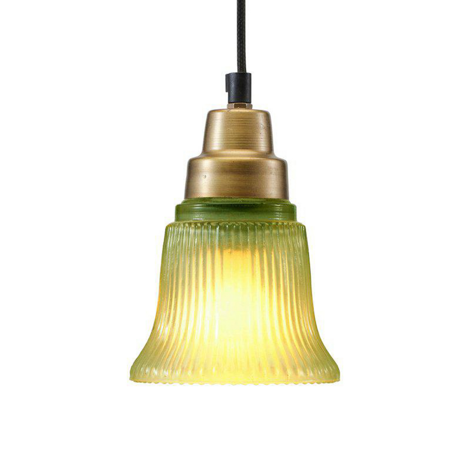 PR Home Lampă suspendată Emmi, verde/alamă, sticlă, ștecher, E27 PR Home Lampă suspendată Emmi, verde/alamă, sticlă, ștecher, E27