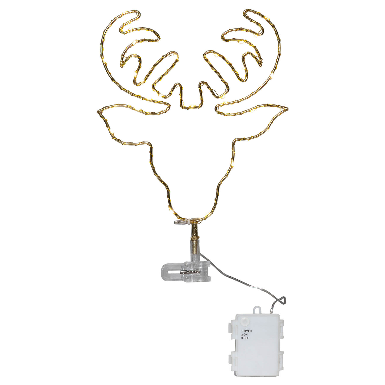 Punta de árbol LED Topsy cabeza ciervo con batería