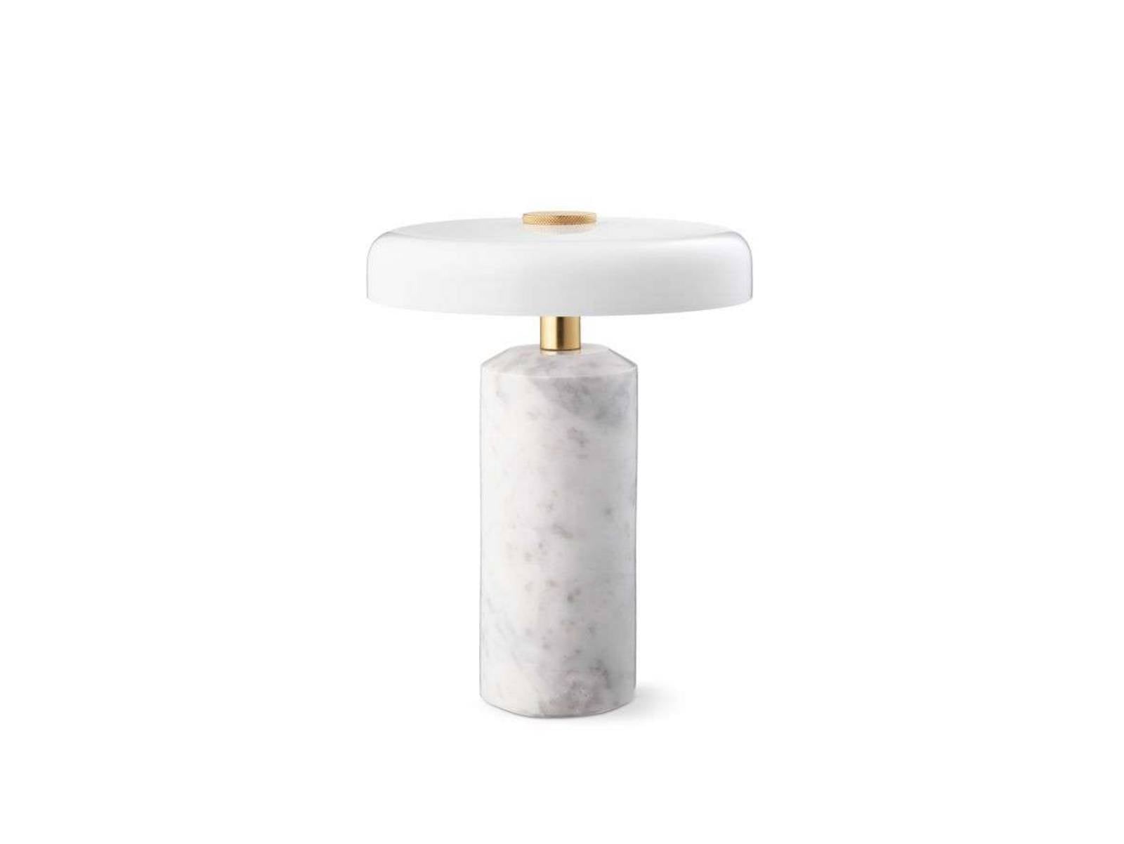 DESIGN BY US Lampe de table LED rechargeable Trip, blanc / blanc, marbre, verre, IP44