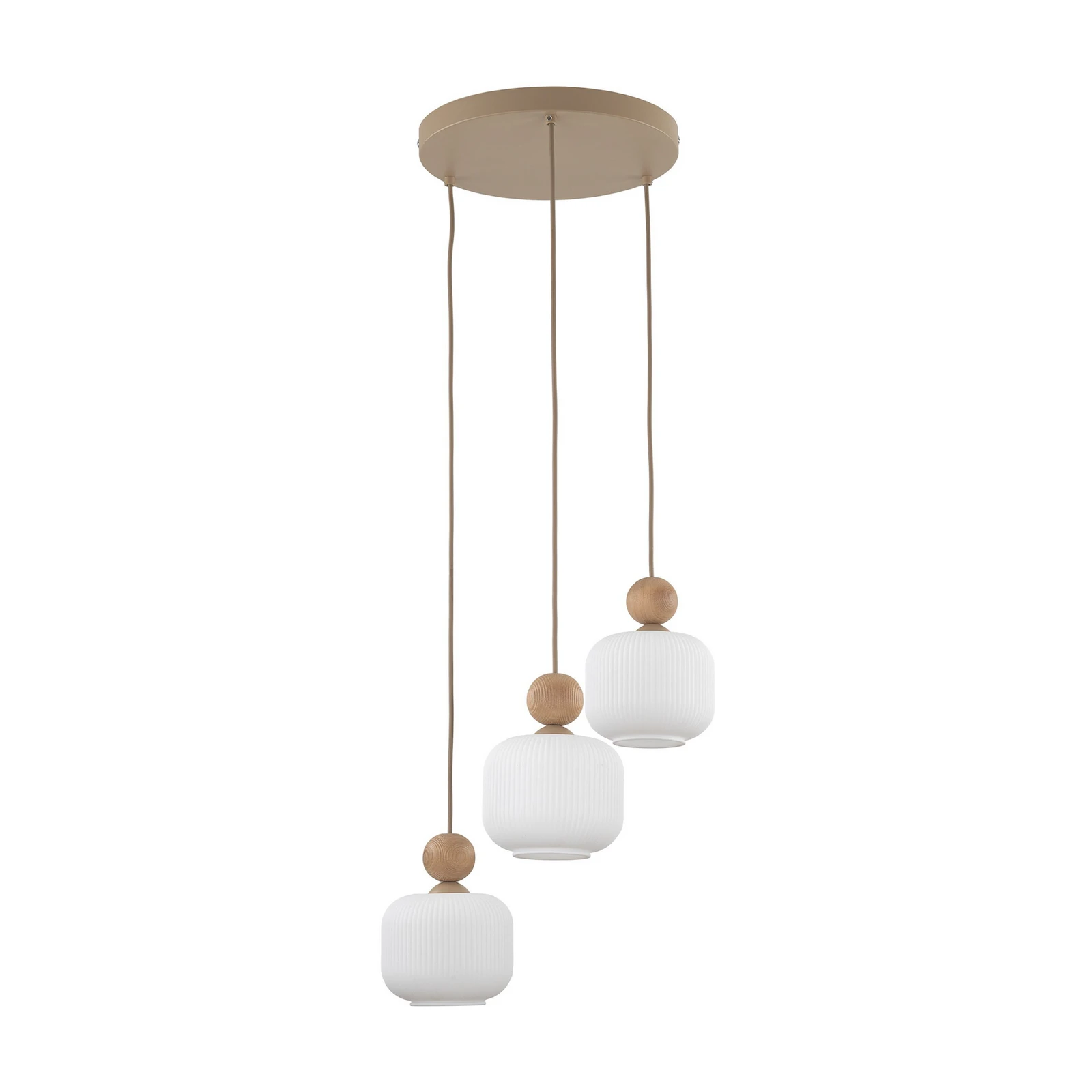 Pendelleuchte Ballo, 3-flammig, weiß, Glas, Ø 35 cm
