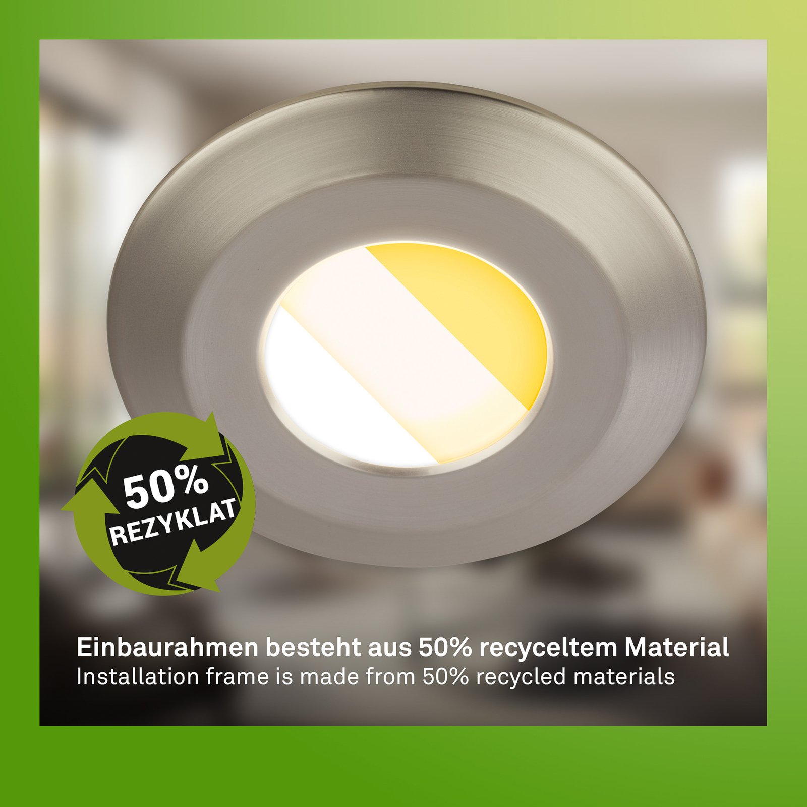 Luminaire encastrable LED Klira, nickel mat, Ø9cm, IP44, intensité