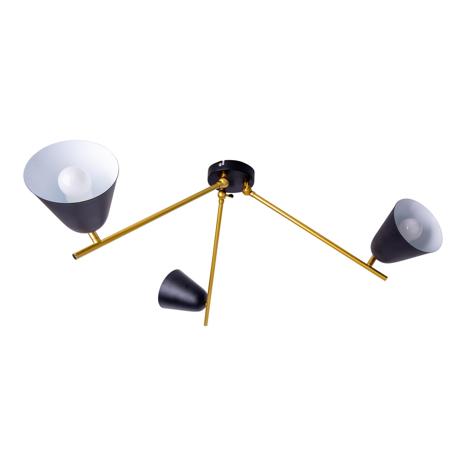 Taklampe Triton, svart og gull, 3 lyskilder