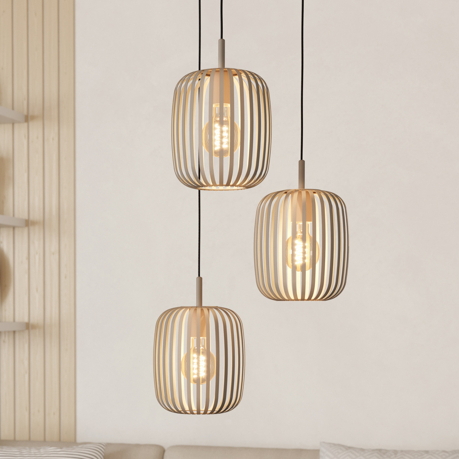 EGLO Lampă suspendată Romazzina Ø 46 cm culoare nisip 3 lumini oțel - Camera de zi / sufragerie - modern - Metal