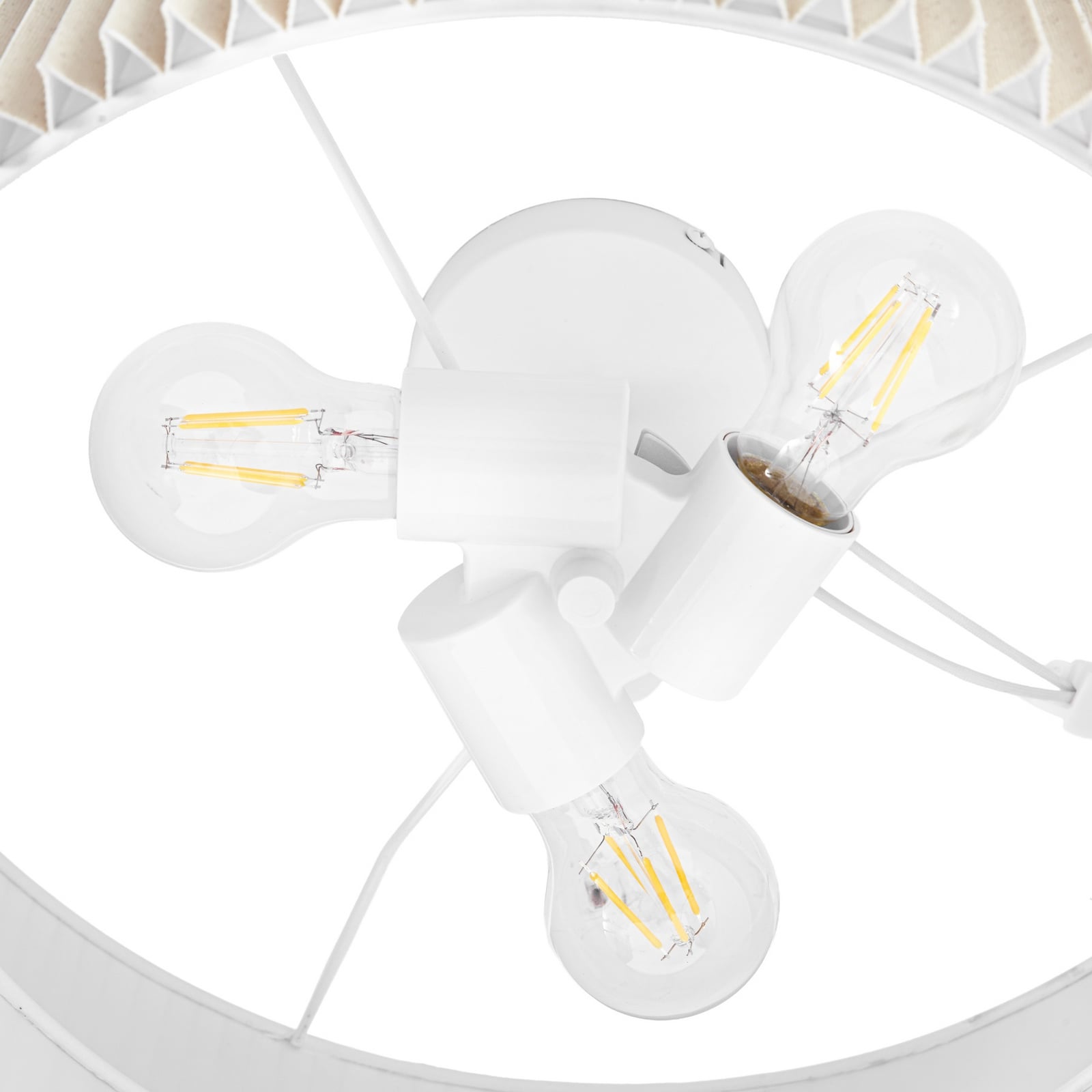 Plafonnier Lindby Tazia, Ø 50 cm, naturel/blanc, lin