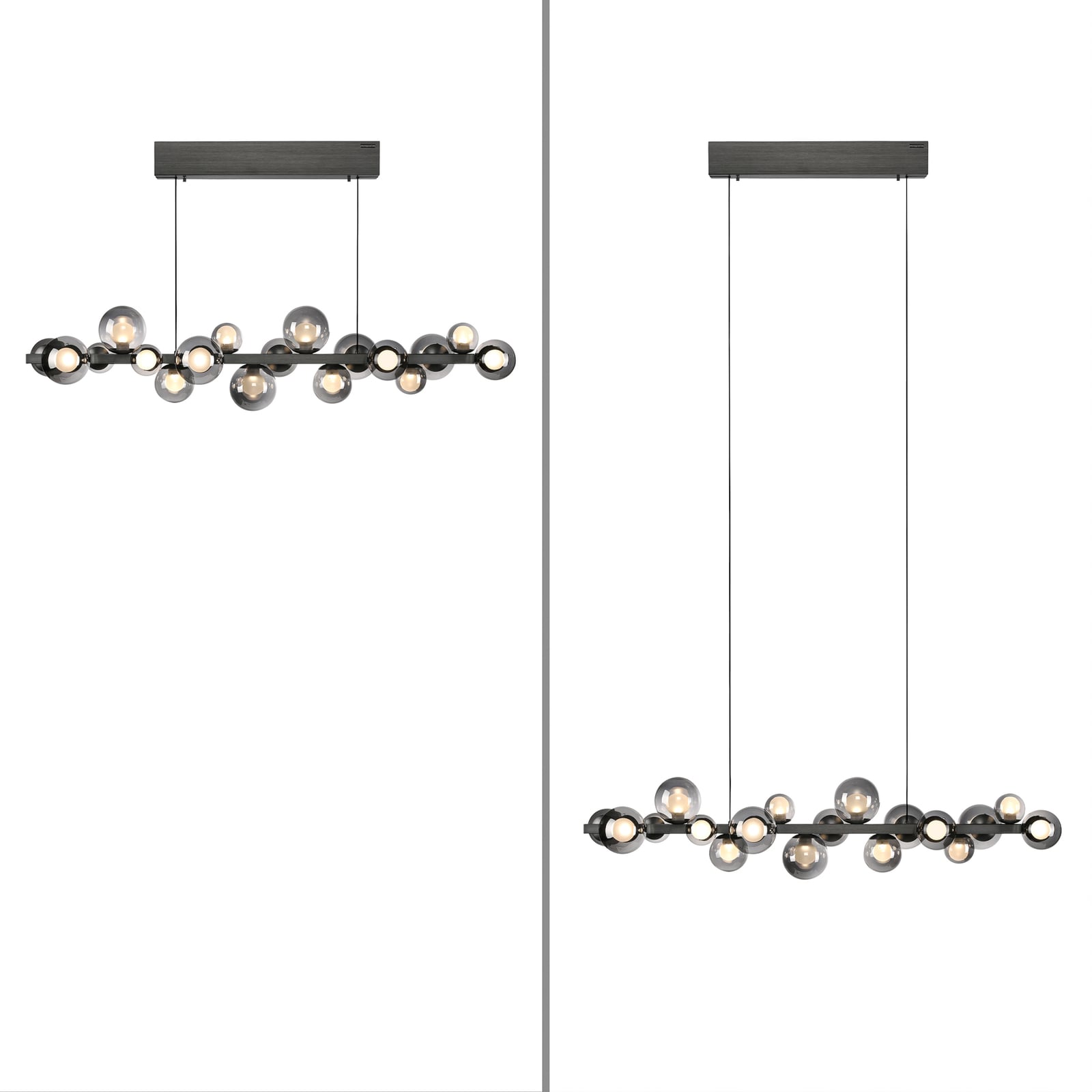 E-Popup LED-Hängelampe, platin, Glas, CCT, 18-flg. - PURE E-Popup LED-Hängelampe, platin, Glas, CCT, 18-flg. - PURE
