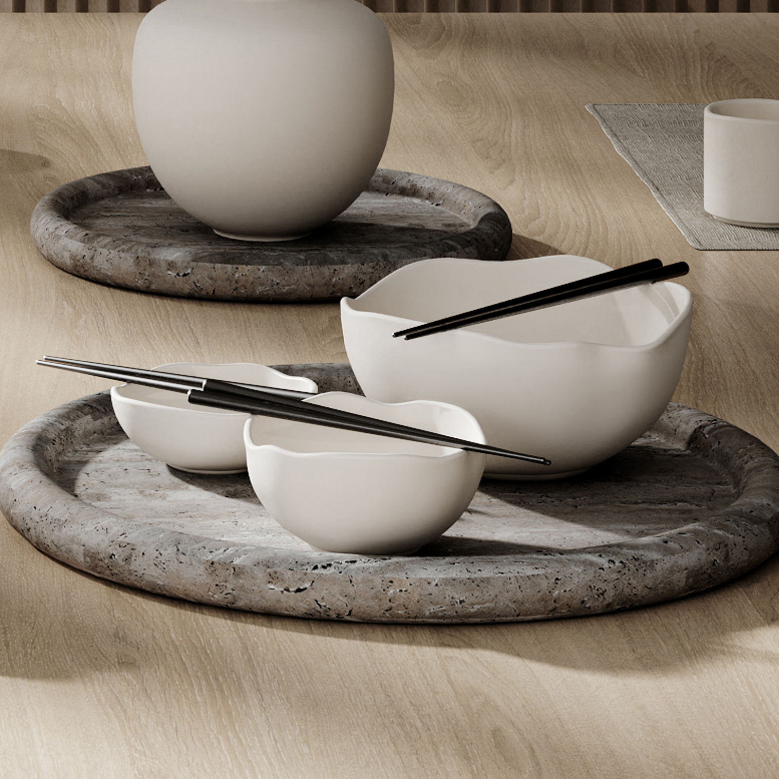 Naczynia Native, zestaw 3 sztuk, falisty kształt, białe – 101 Copenhagen